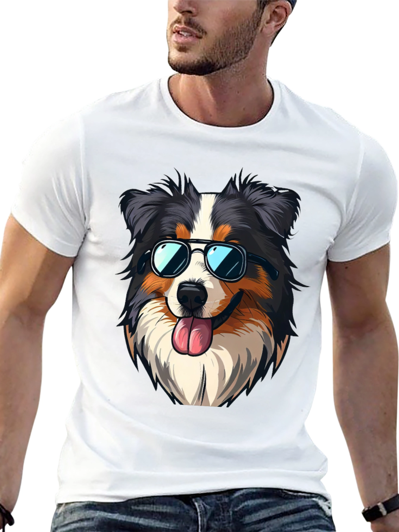 Cool Dog Graphic Tee - Aussie with Sunglasses