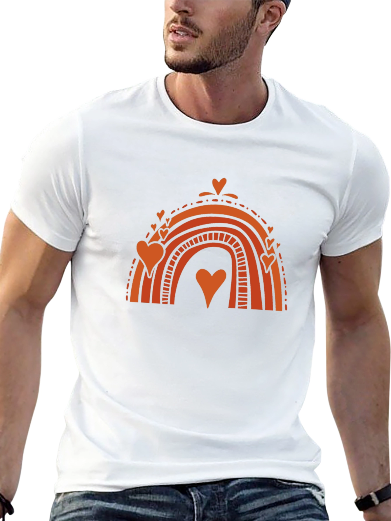 Heart Rainbow Graphic Tee - Stylish Black T-Shirt