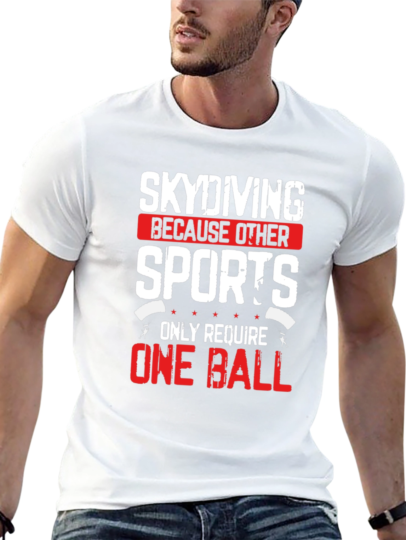 Skydiving T-Shirt: One Ball Sports Funny Tee