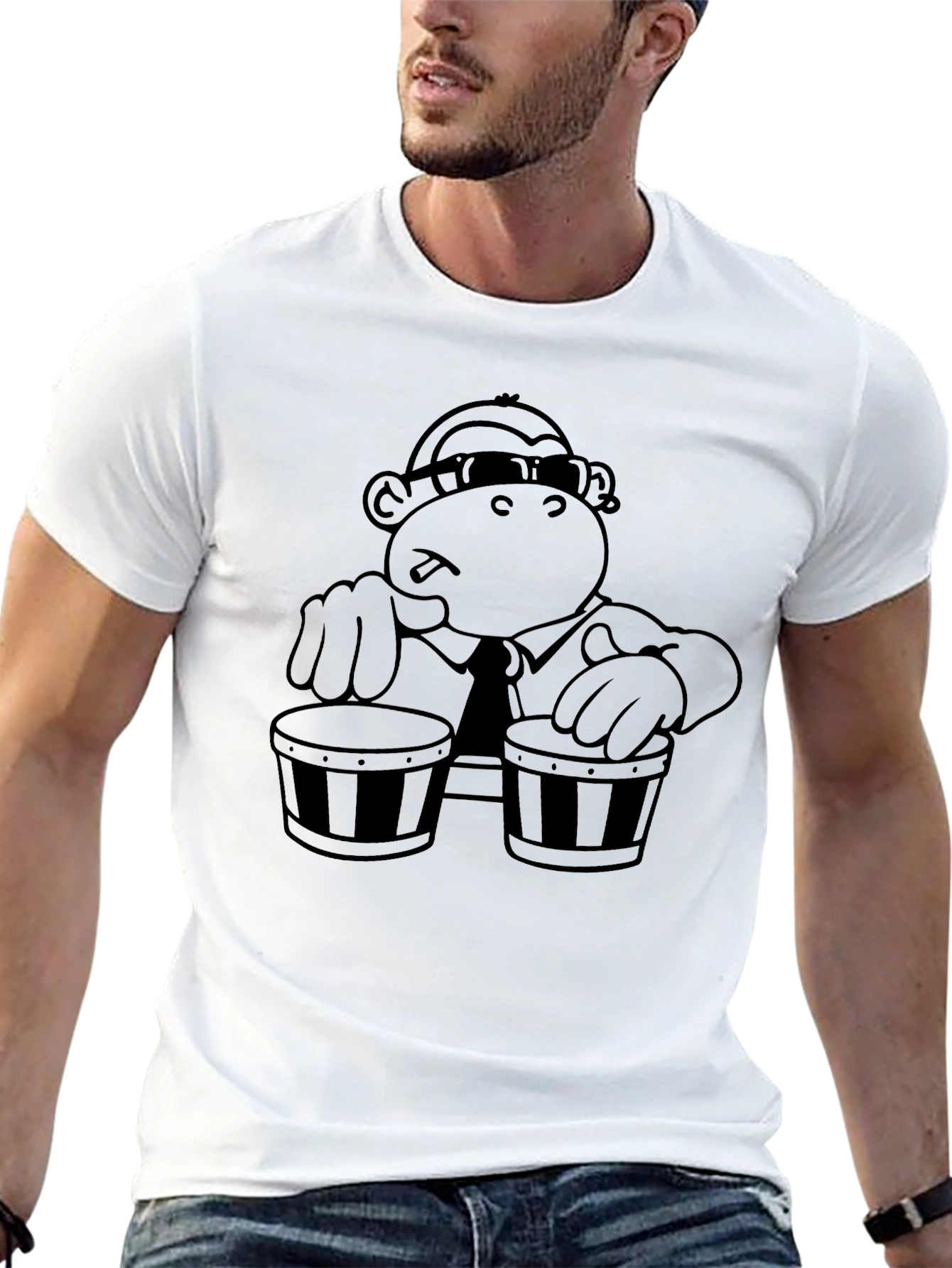 Cool Monkey Bongo Drum Player T-Shirt