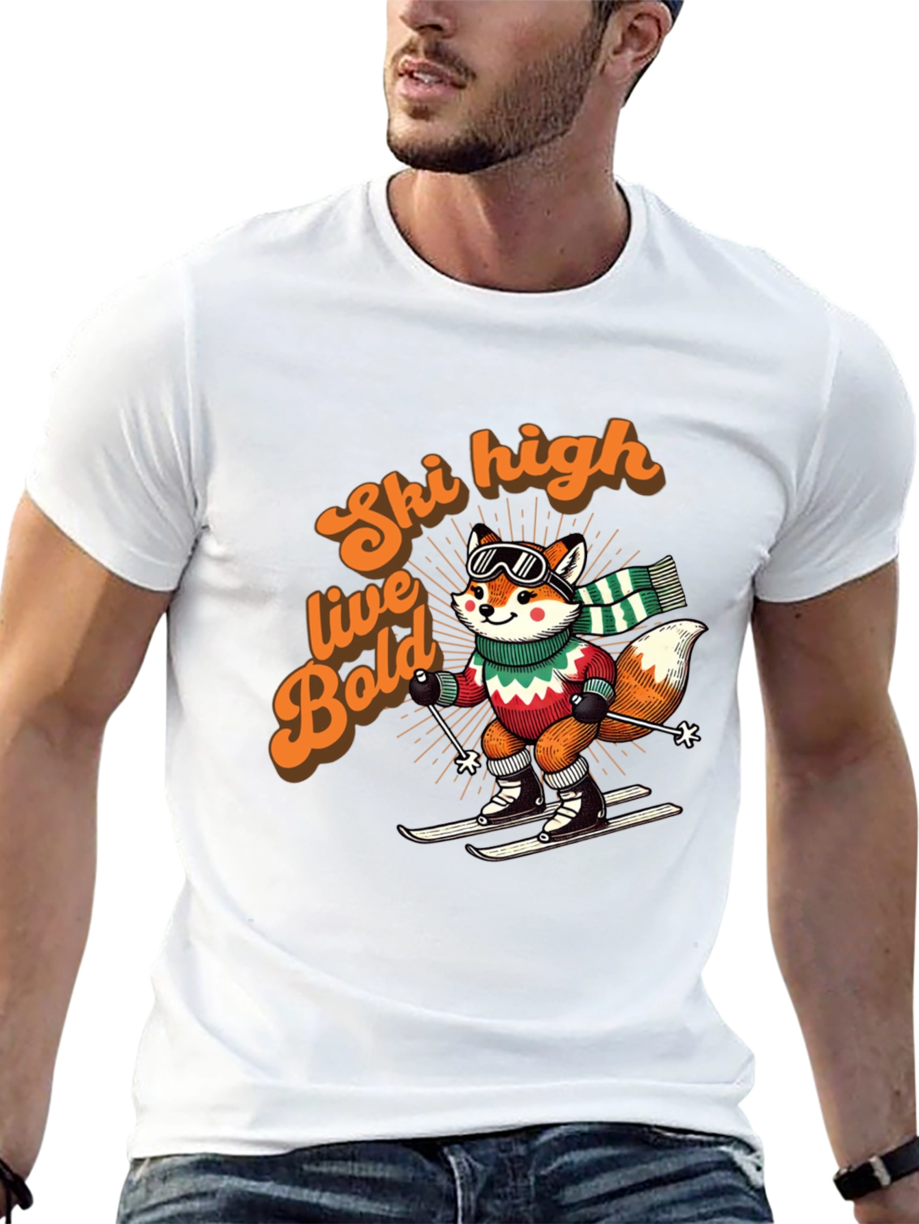 Ski High Live Bold Fox Graphic T-Shirt
