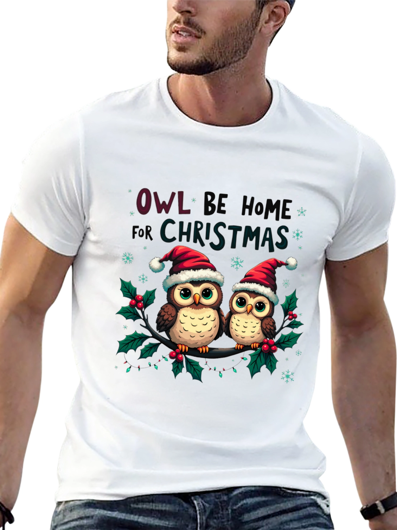Owl Be Home Christmas T-Shirt Festive Holiday Tee