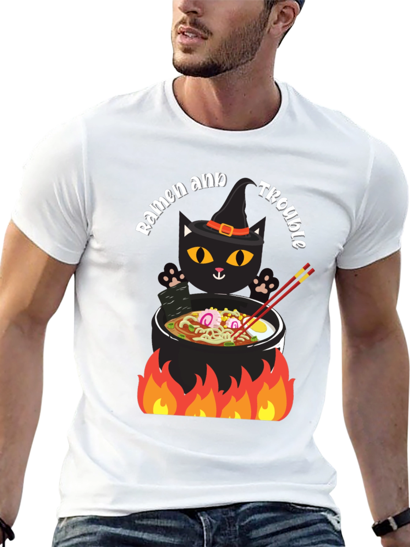 Ramen and Trouble Cat T-Shirt