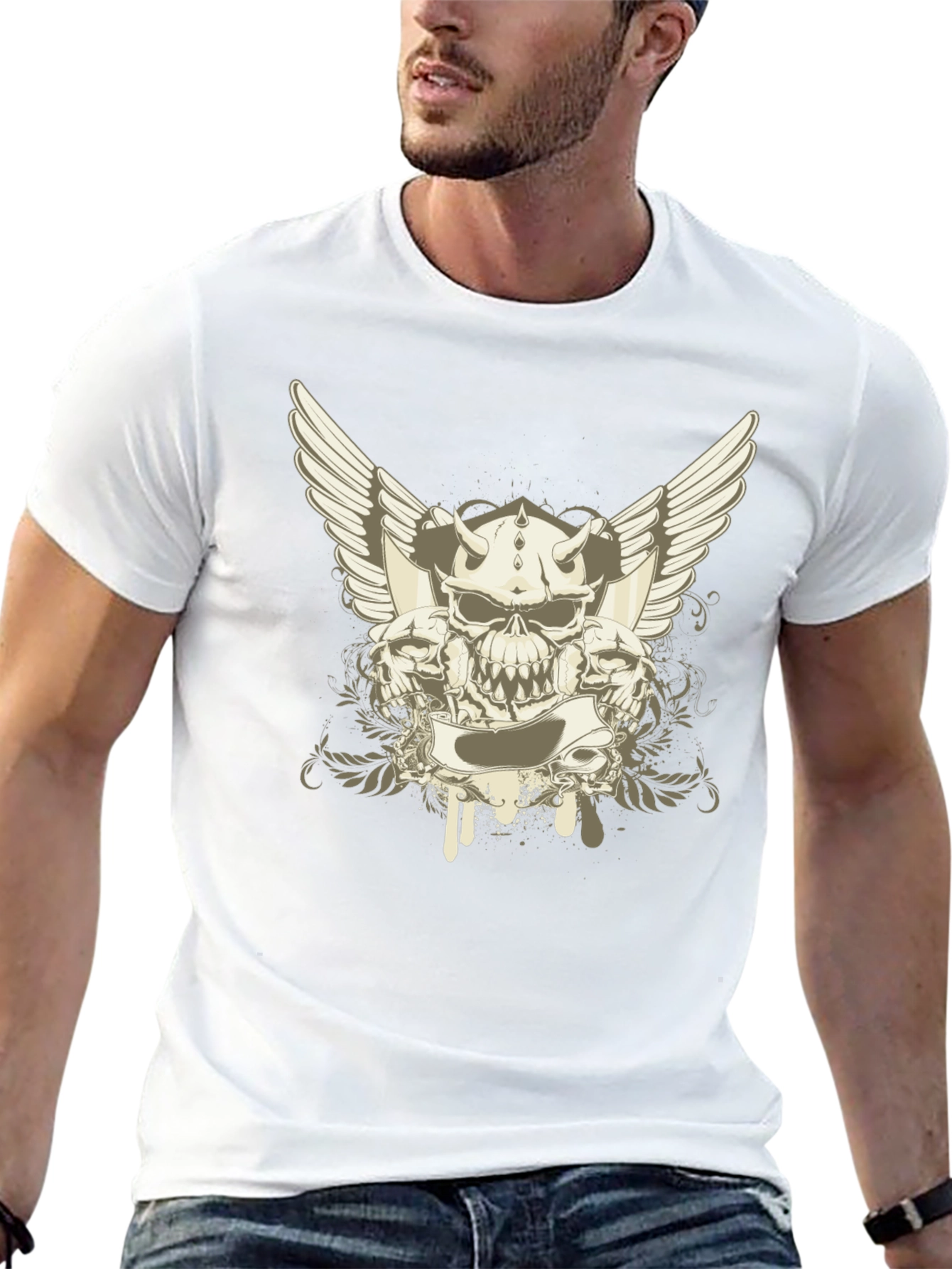 Skull & Wings Graphic Tee - Black