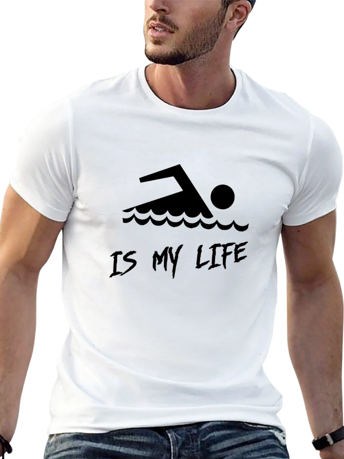 Swimming is My Life Black Graphic Tee