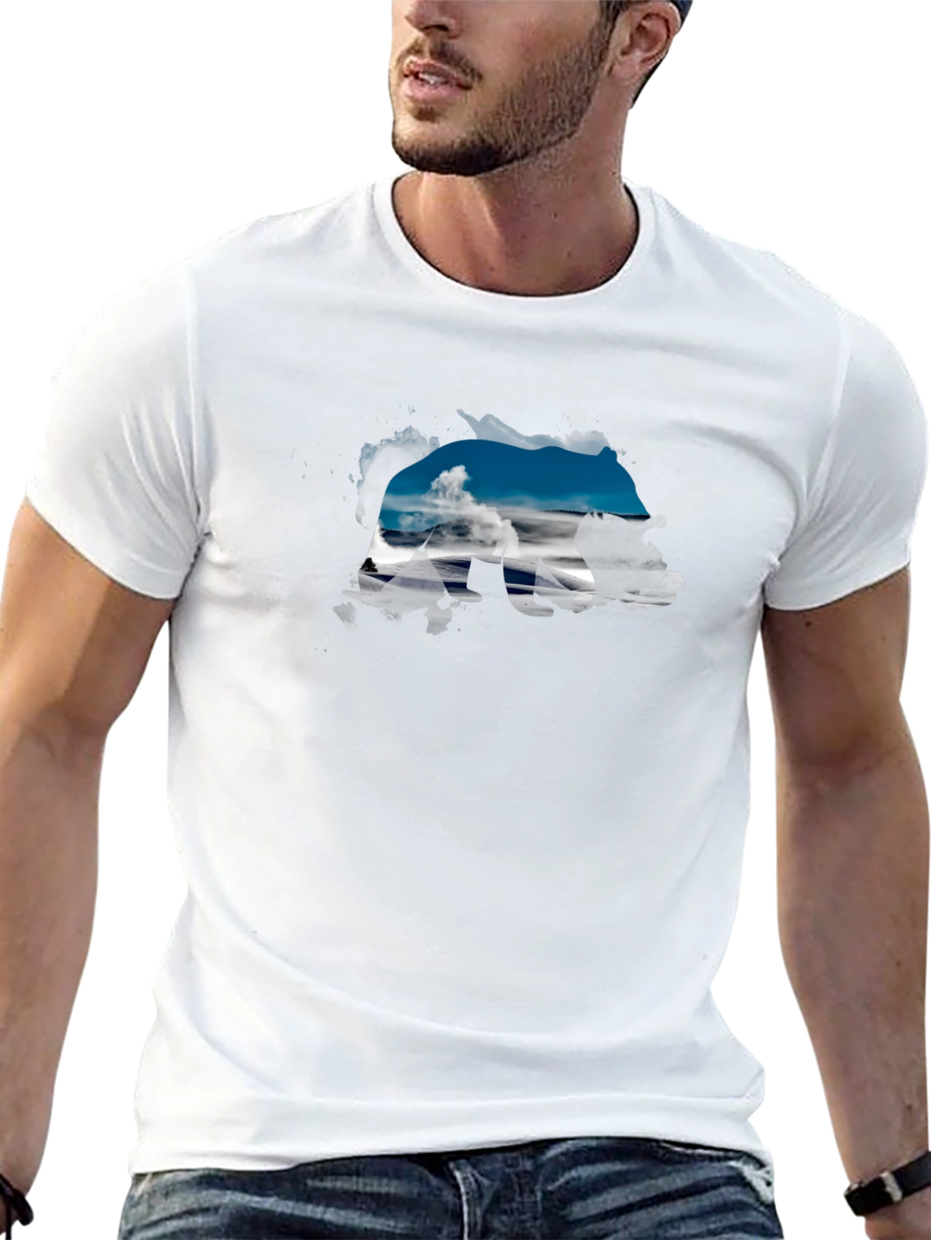 Bear Silhouette Landscape Graphic Tee