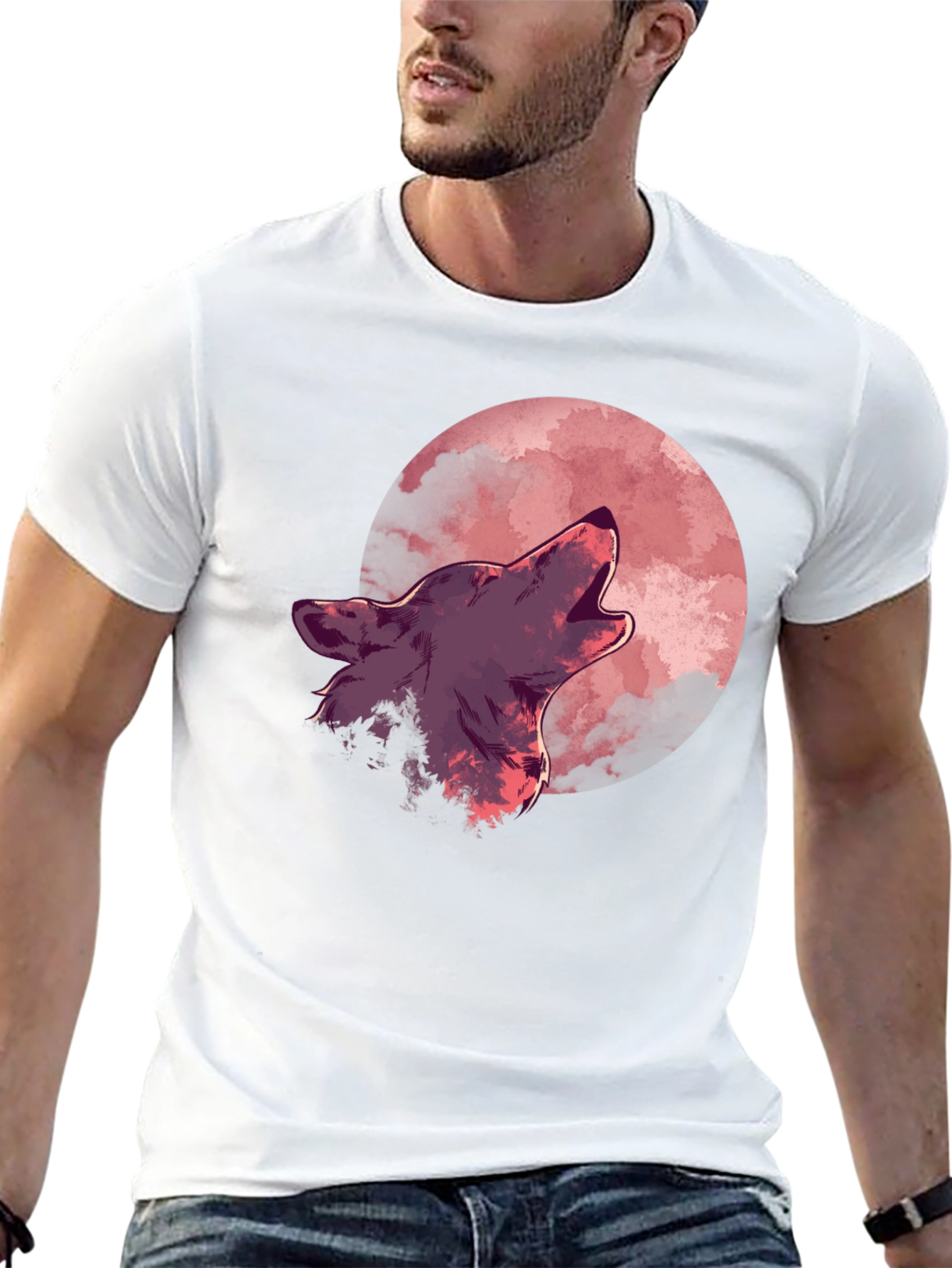Wolf Howling at Moon Graphic Tee