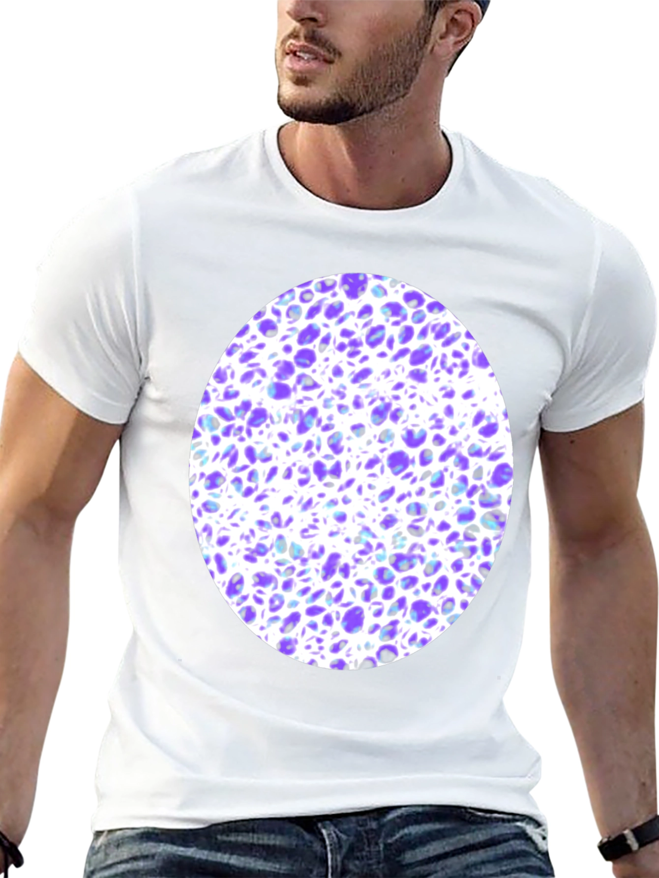 Abstract Purple & White Print T-Shirt