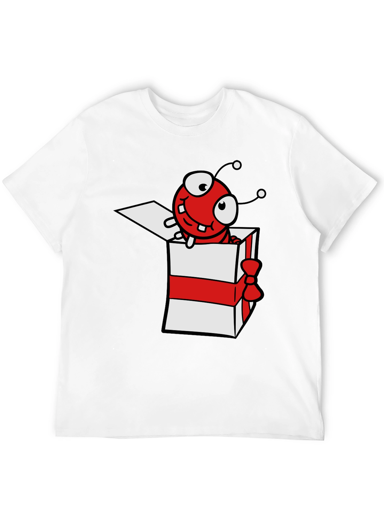 Cartoon Bug in Gift Box Graphic Tee