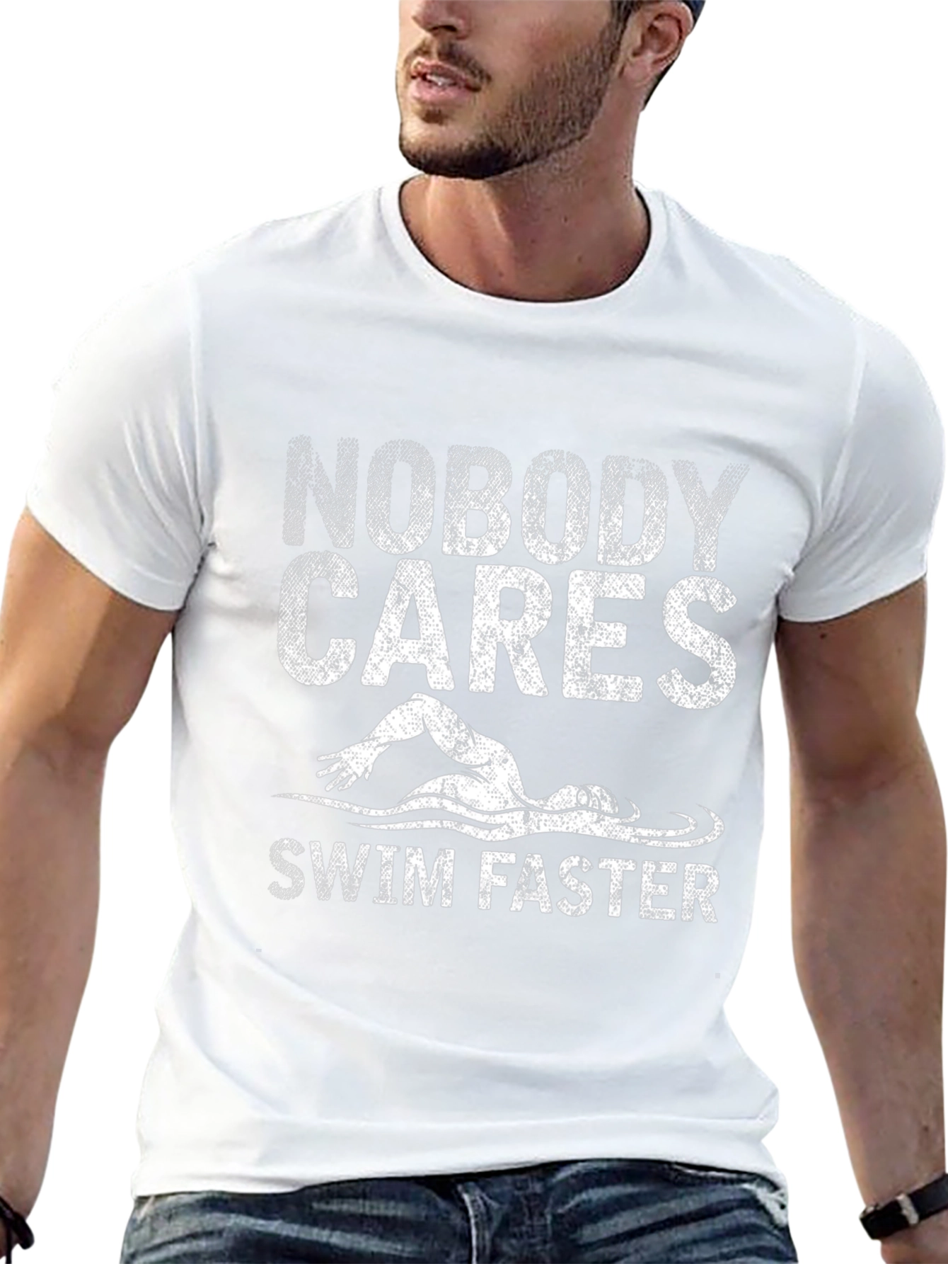 Nobody Cares Swim Faster Graphic Tee - Black