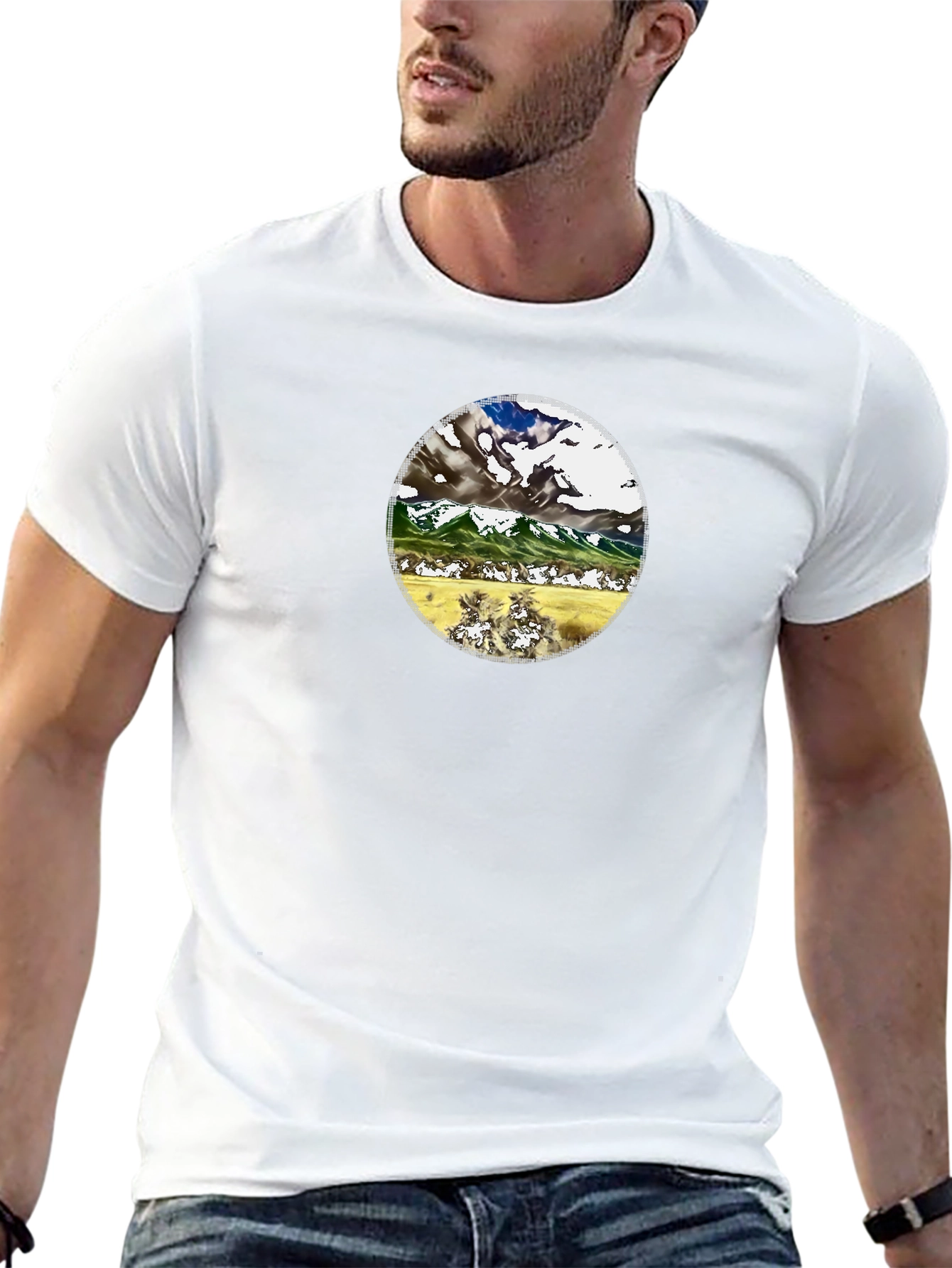 Mountain Landscape Graphic Tee - Black