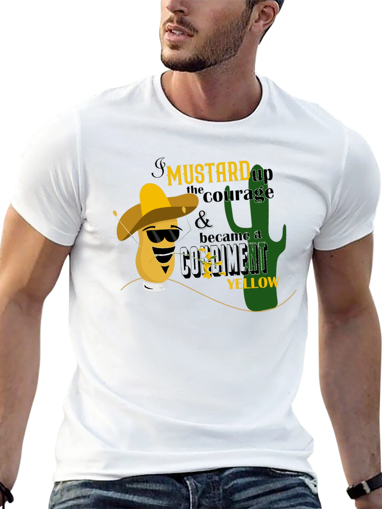 Mustard Up Courage Mens Black T-Shirt