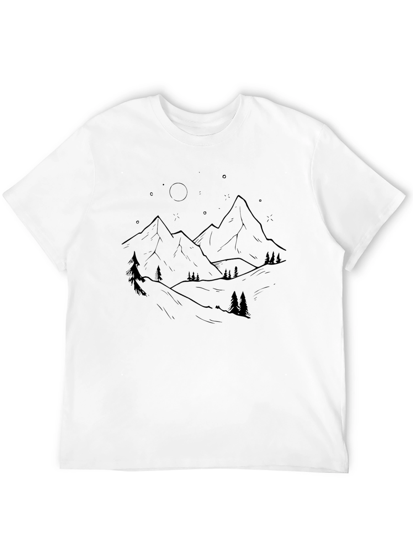 Mountain Night Graphic Tee - Black Cotton