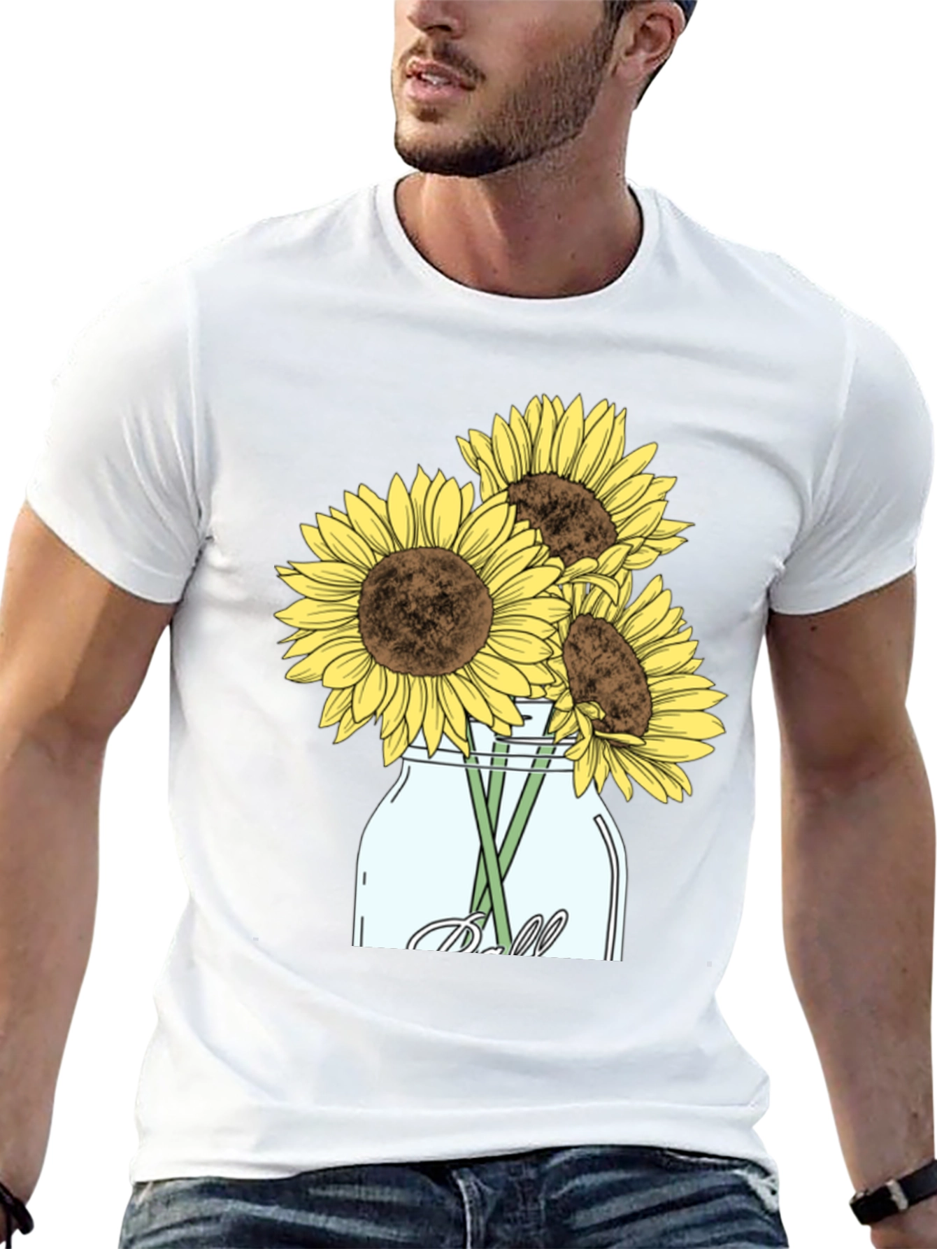 Sunflower Mason Jar Graphic Tee - Black