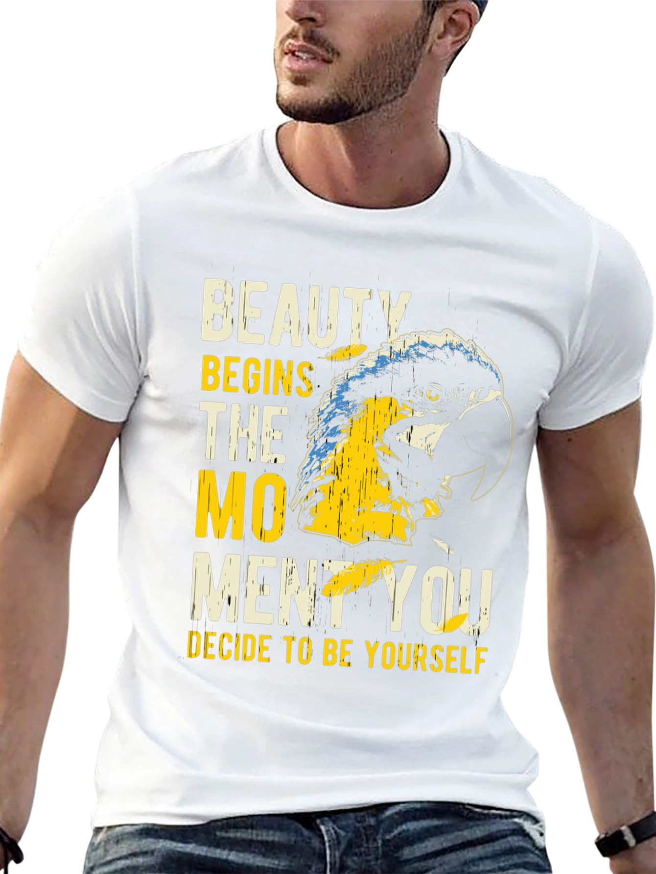 Beauty Begins Parrot Graphic T-Shirt