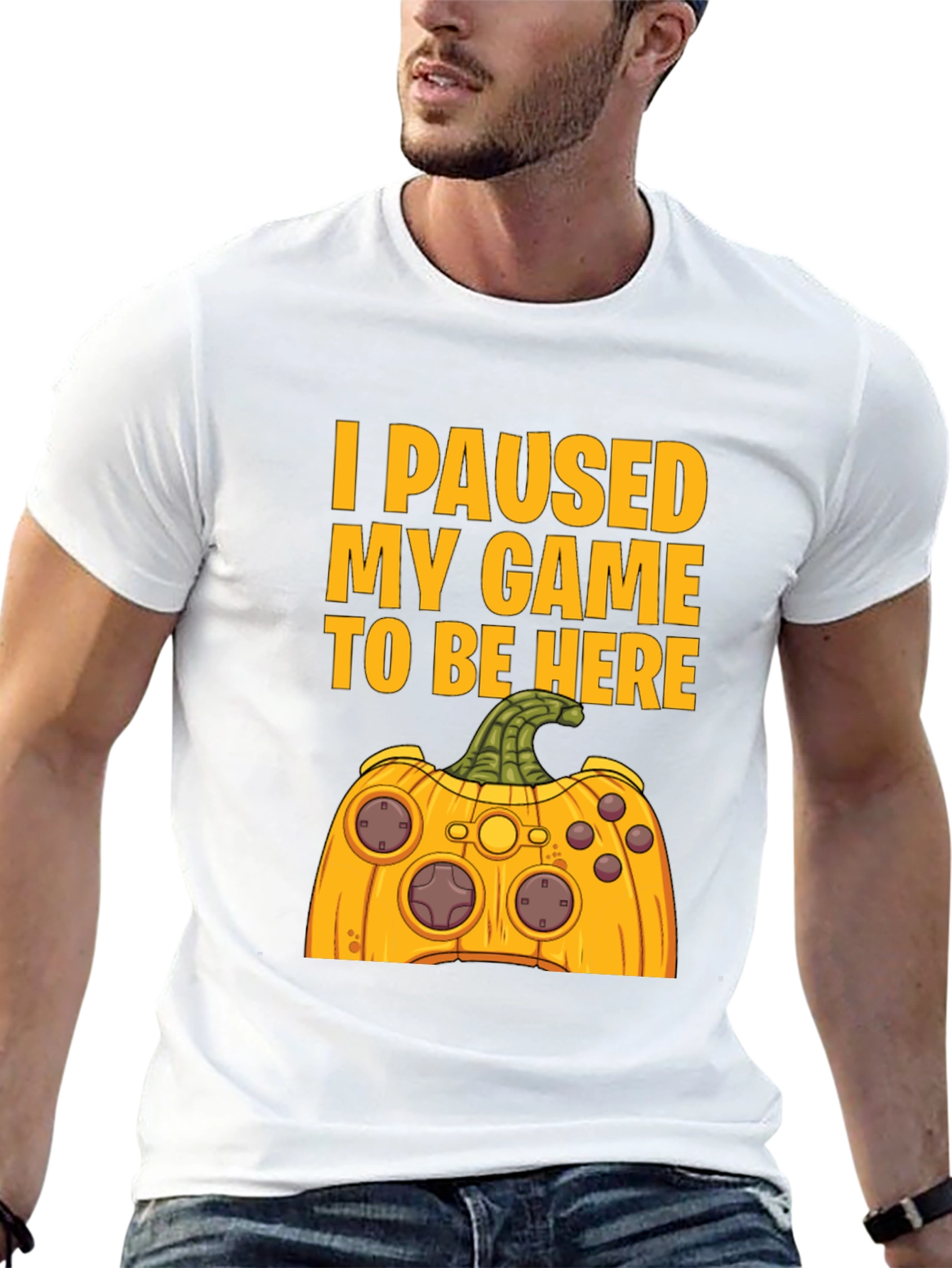 Funny Gamer Halloween Pumpkin Controller T-Shirt