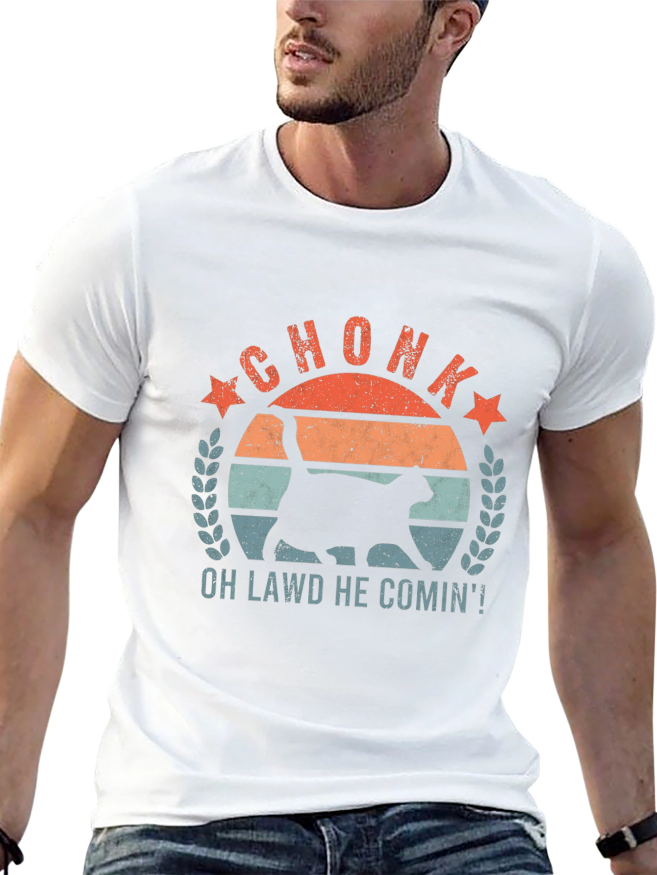 Chonk Cat T-Shirt - Oh Lawd He Comin!