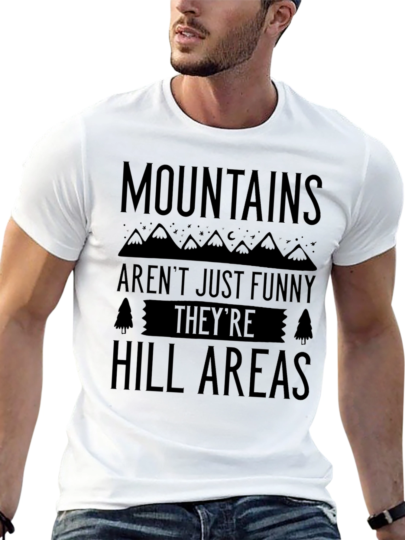 Funny Mountain Hill Areas Black Graphic T-Shirt