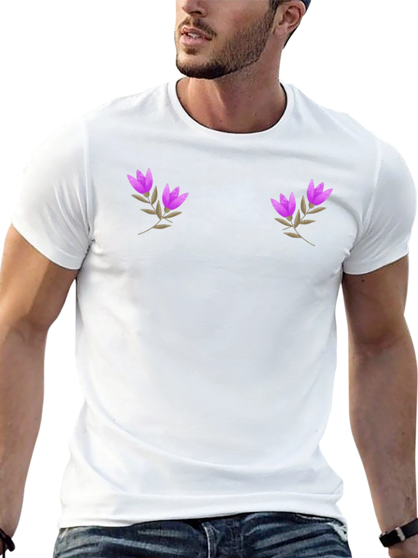 Black Floral Embroidered T-Shirt