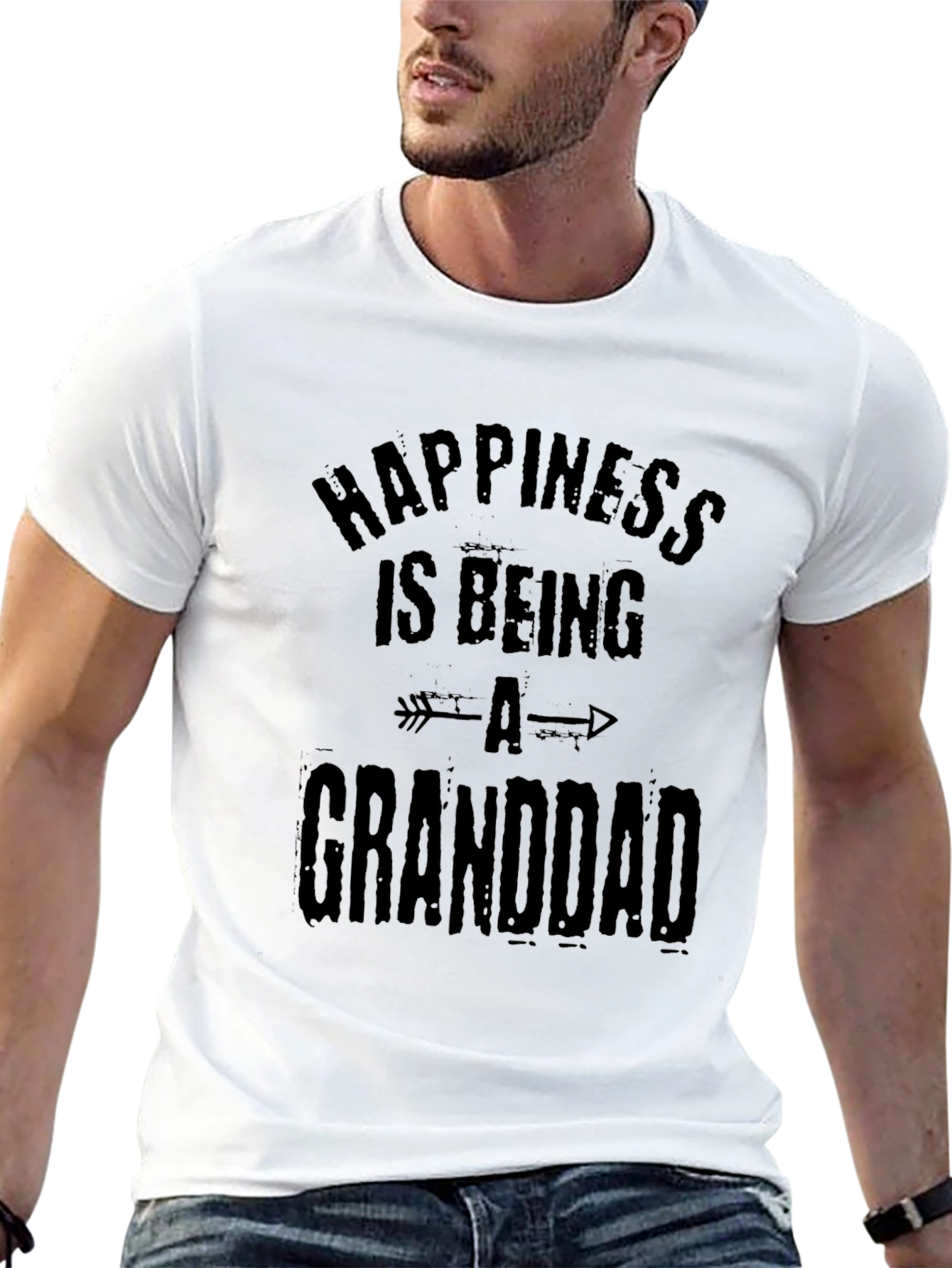 Happiness Is Being A Granddad Mens Black T-Shirt