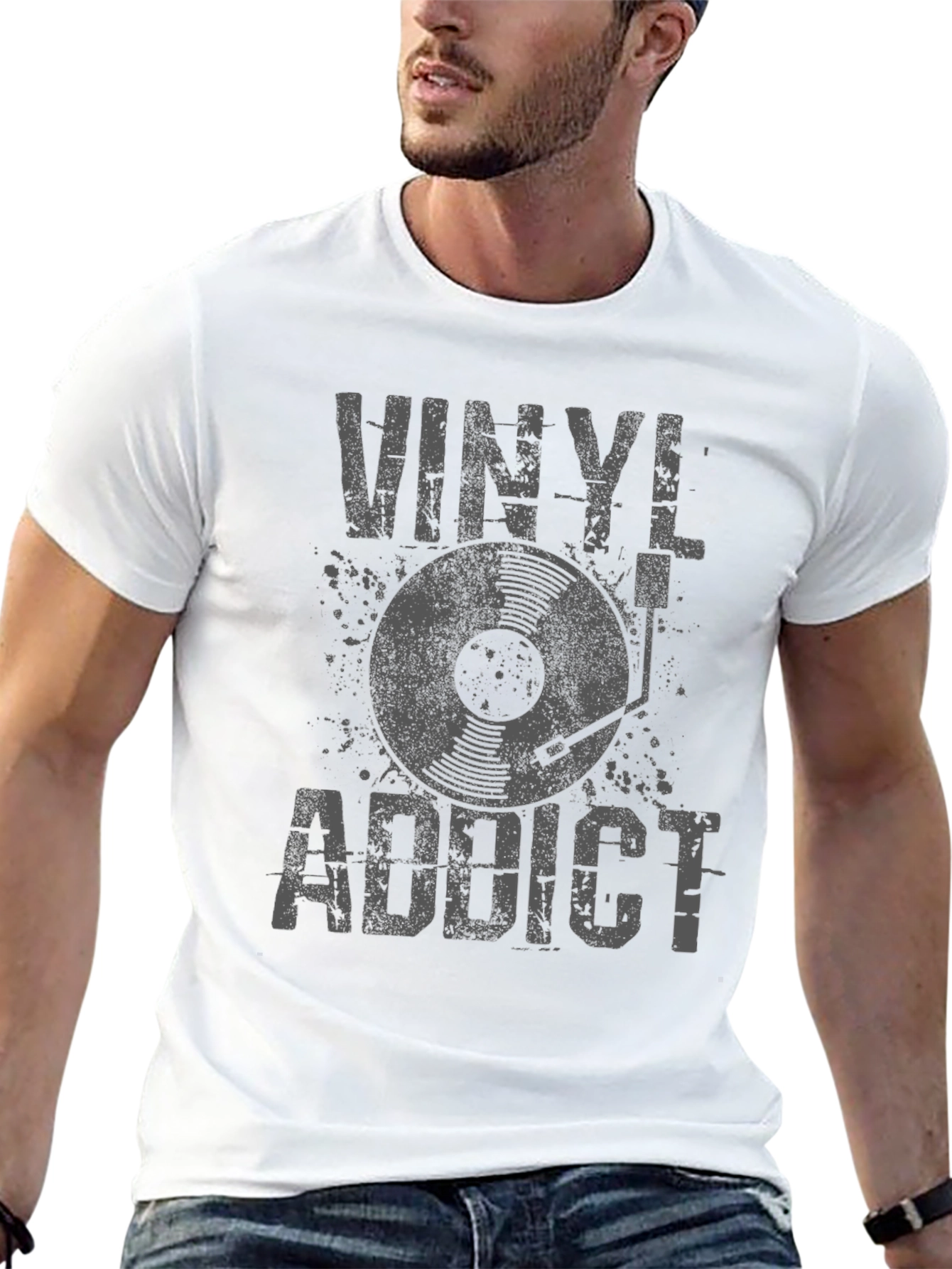 Vinyl Addict Graphic Tee - Retro Music Lover T-Shirt