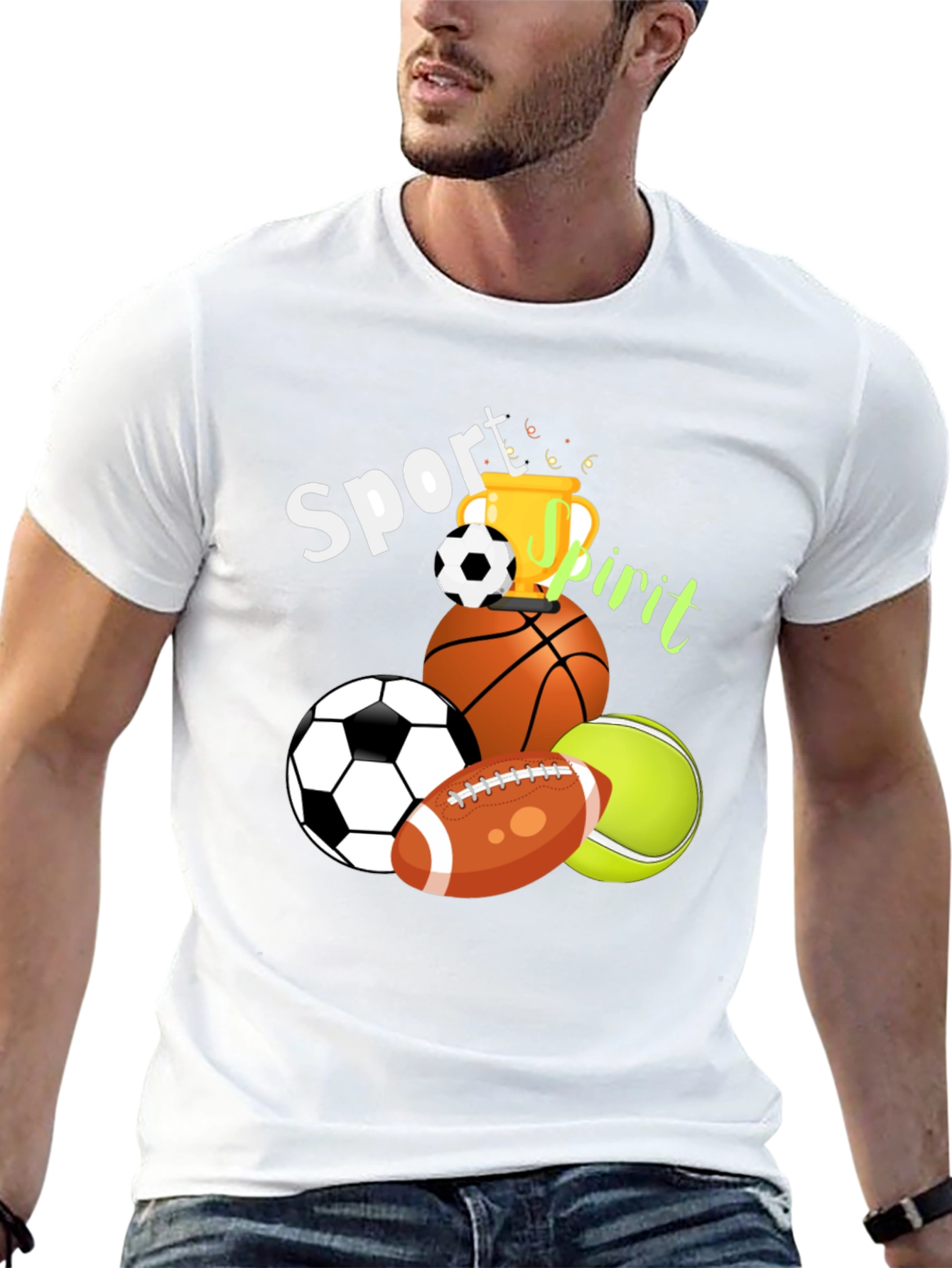 Sport Spirit Graphic Tee - Casual Cotton T-Shirt