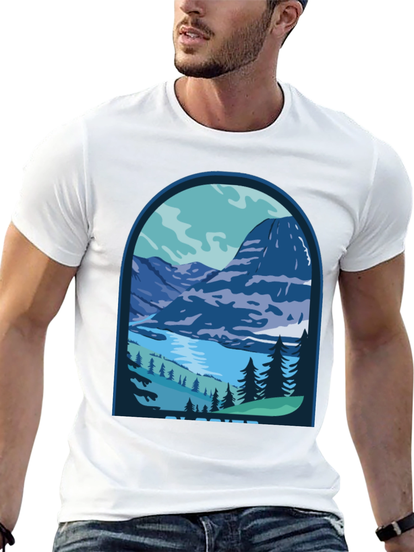 Mountain Scene Graphic Tee - Glacier Design