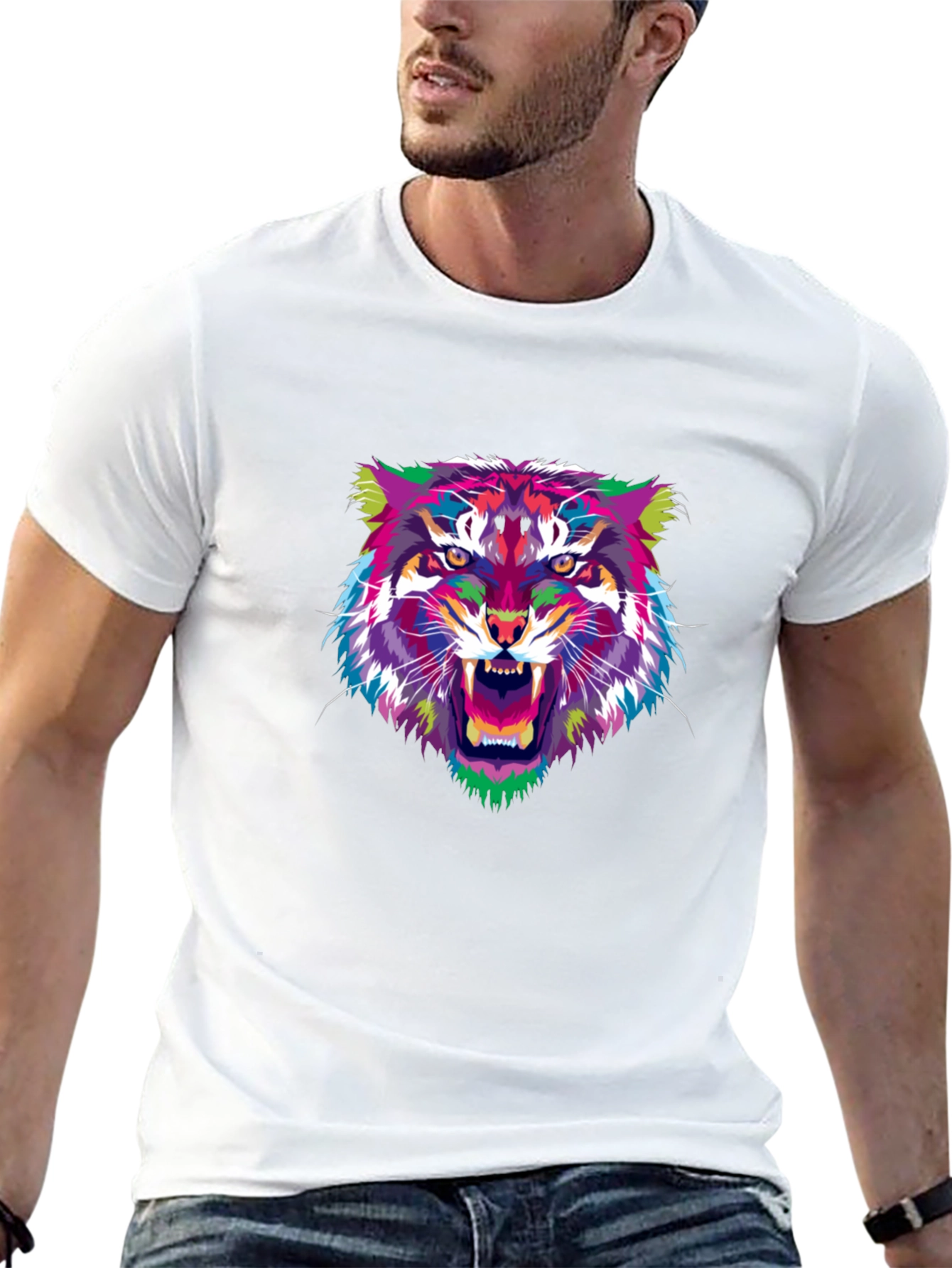 Abstract Tiger Graphic Black T-Shirt