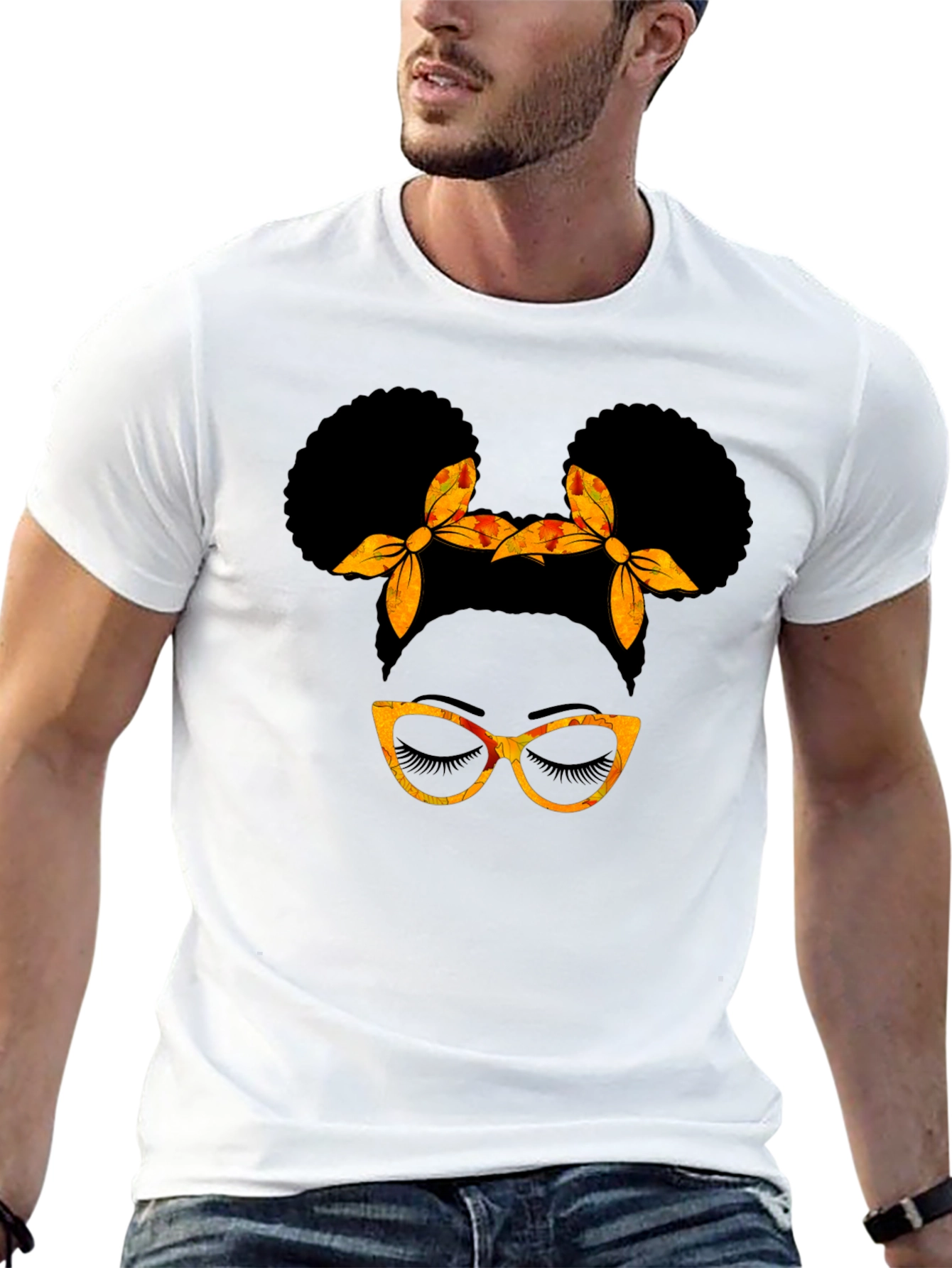 Black Afro Puff Glasses T-Shirt