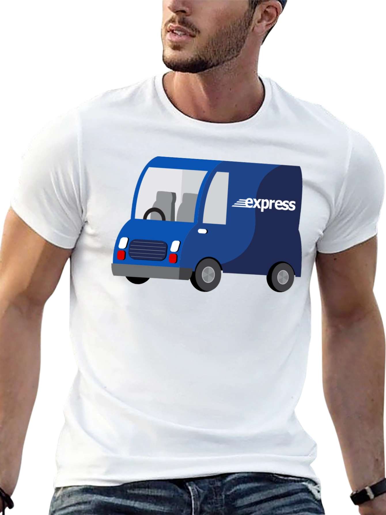 Express Delivery Van Graphic Tee - Black Cotton Blend