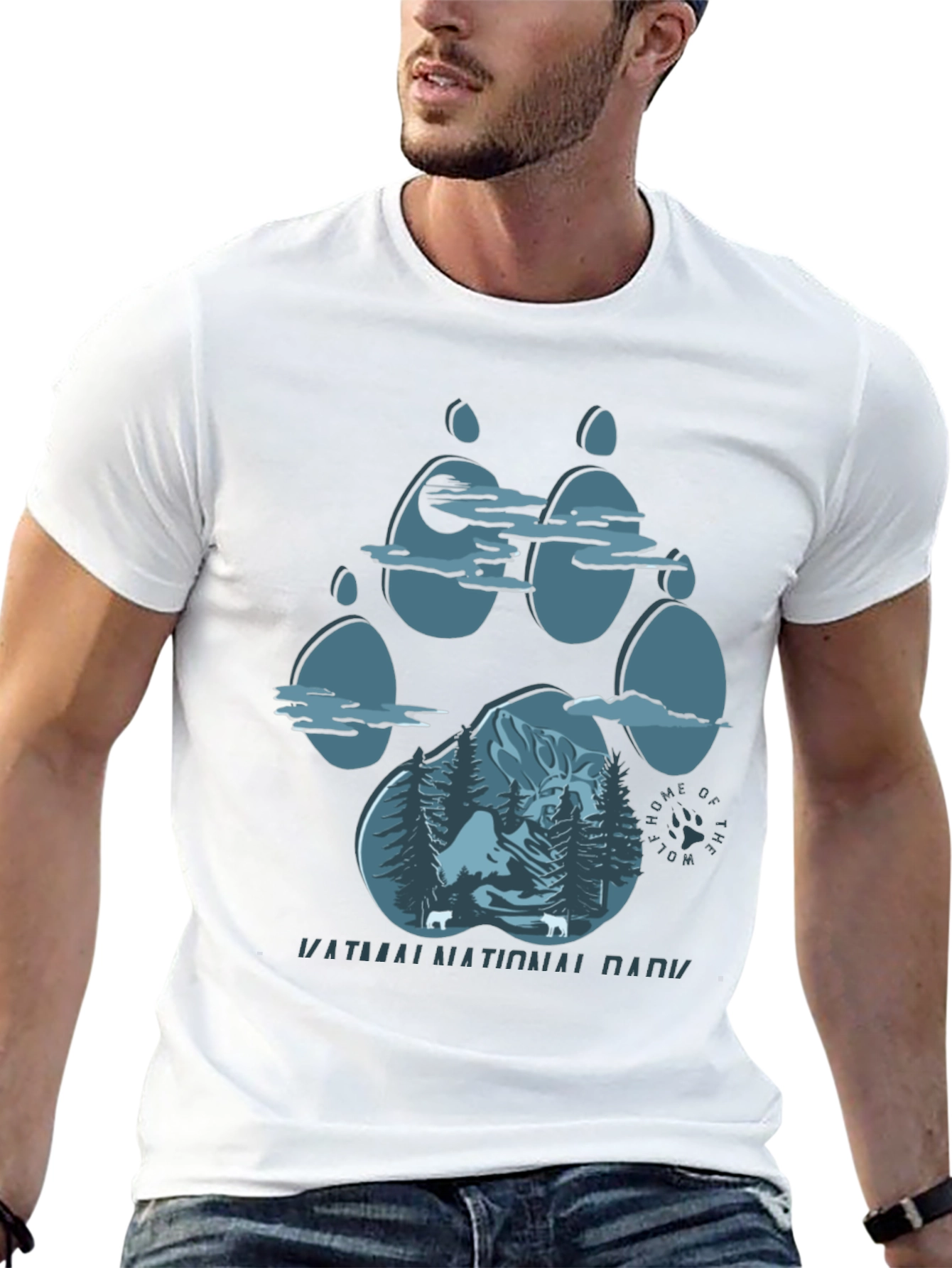 Wolf Paw Print T-Shirt - Katmai National Park