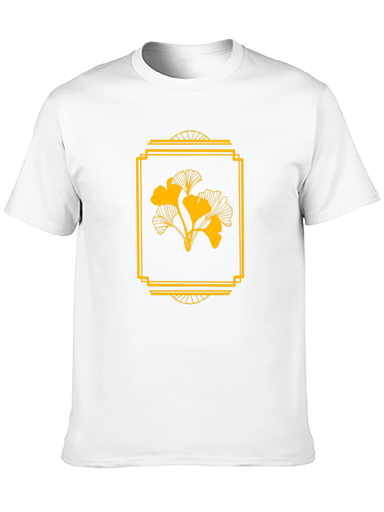 Ginkgo Leaf Art Deco Style Black T-Shirt
