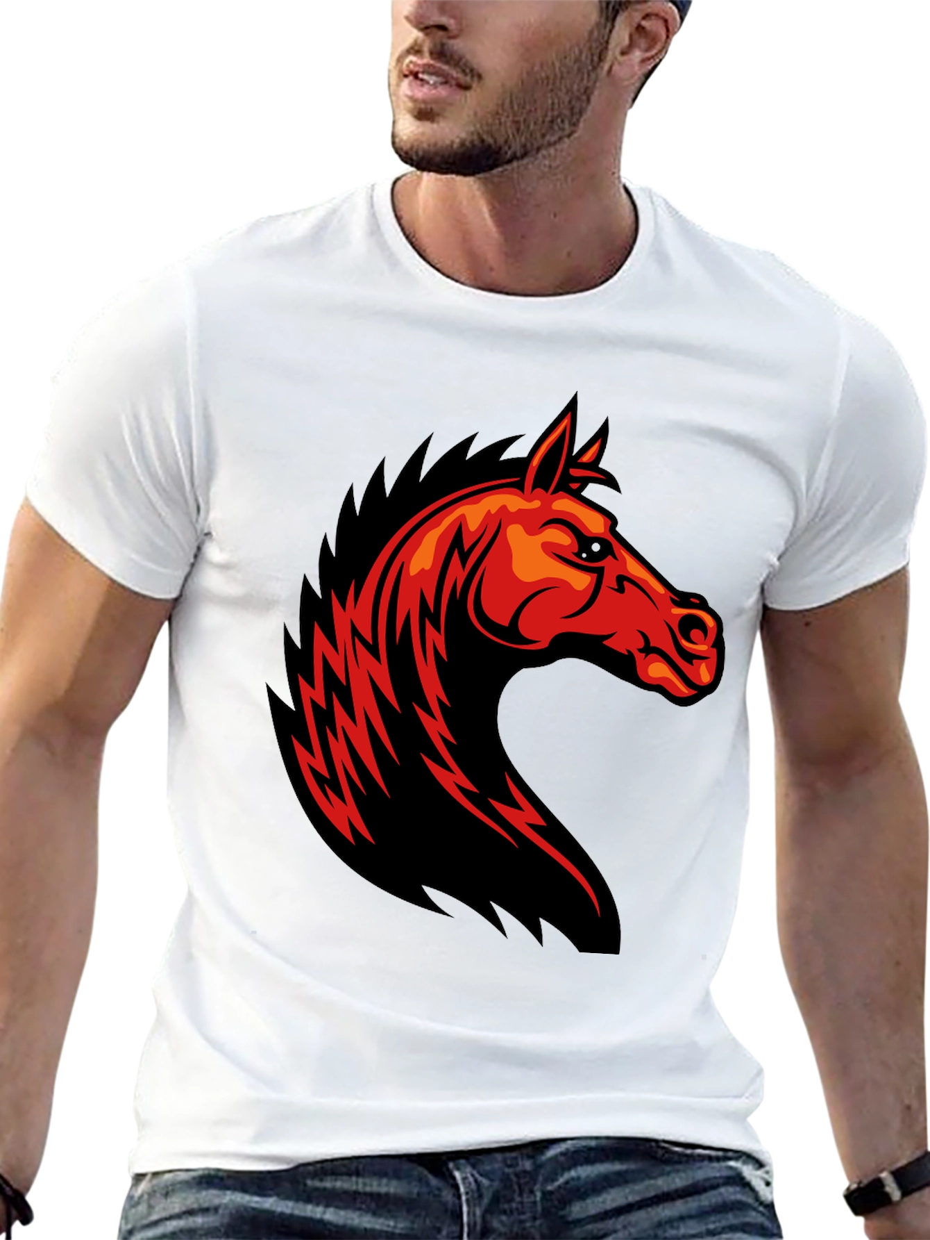 Fiery Horse Graphic T-Shirt - Black