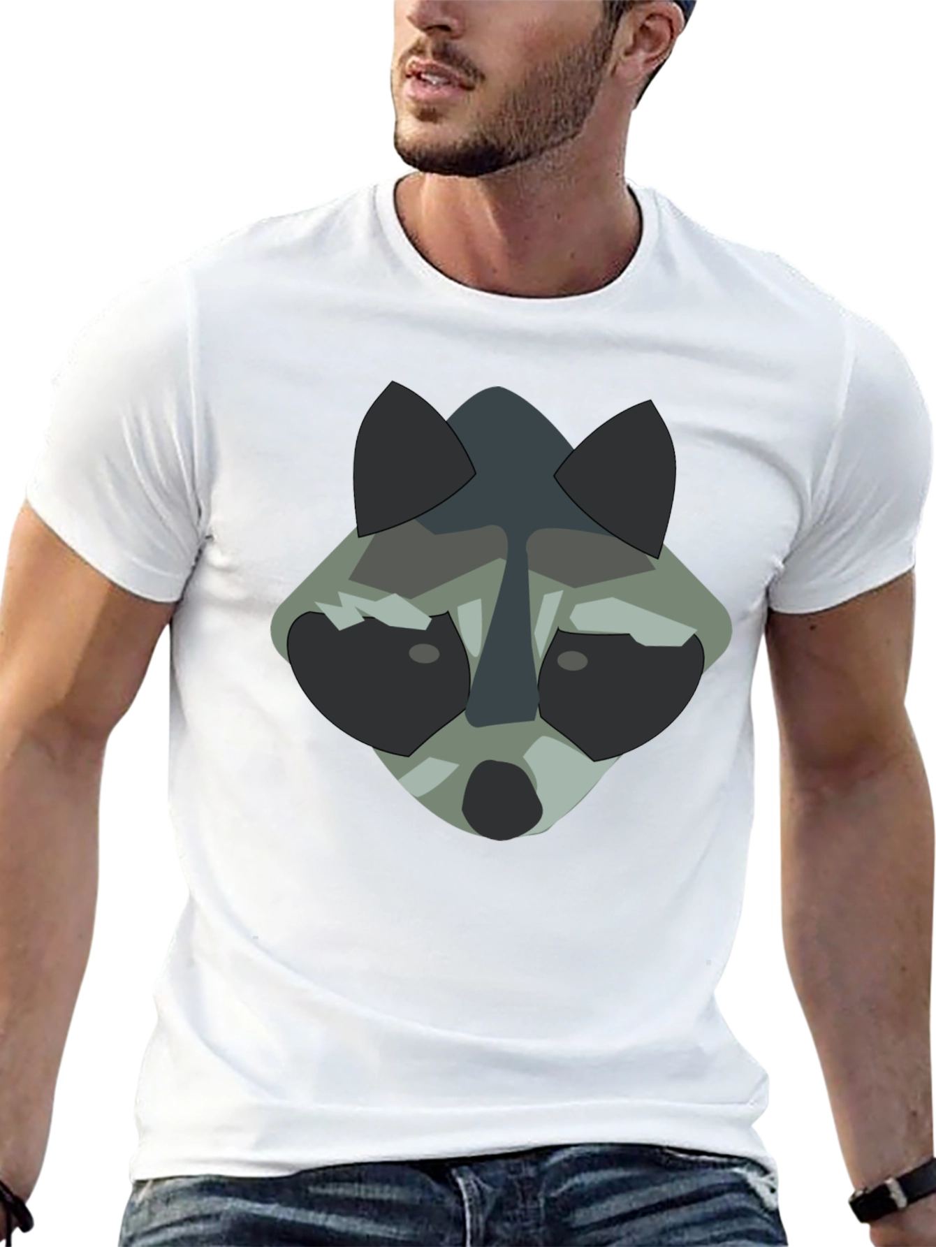 Raccoon Graphic Print Black T-Shirt