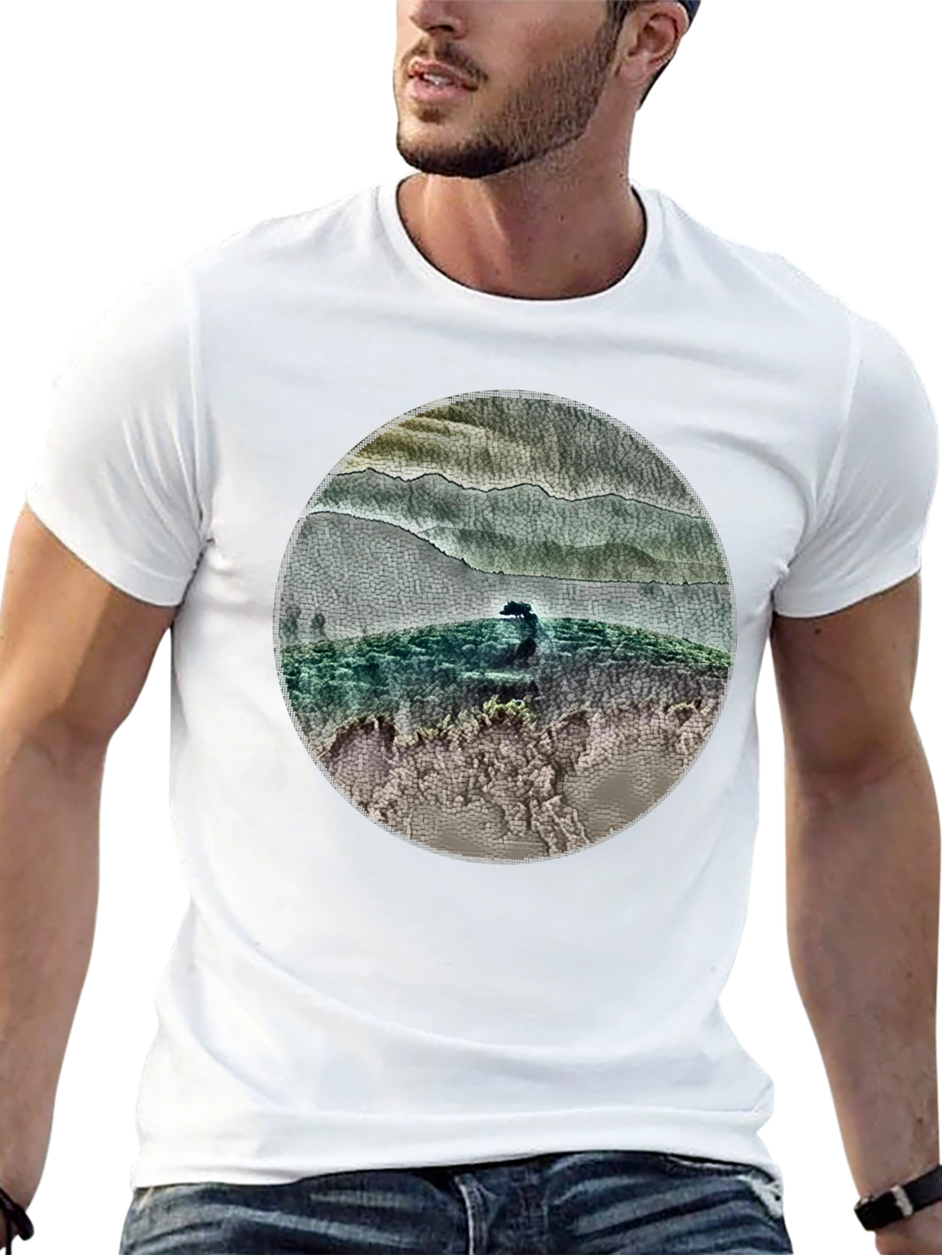 Nature Scene Circle Graphic T-Shirt