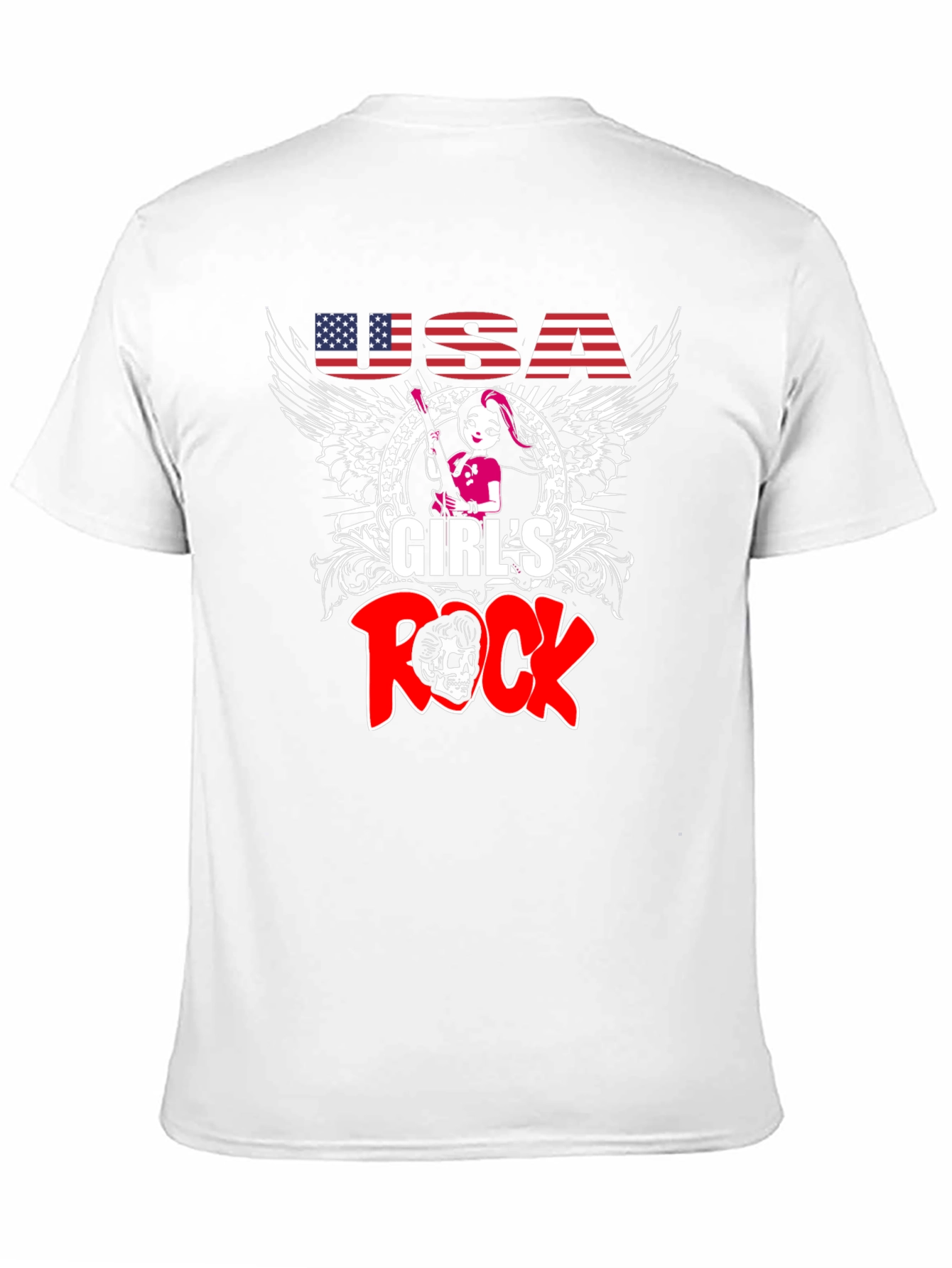 USA Girls Rock T-Shirt - Black Cotton Tee