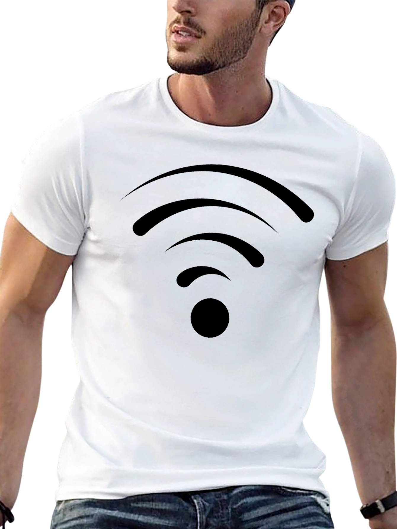 Wireless Icon Black T-Shirt - Stay Connected in Style