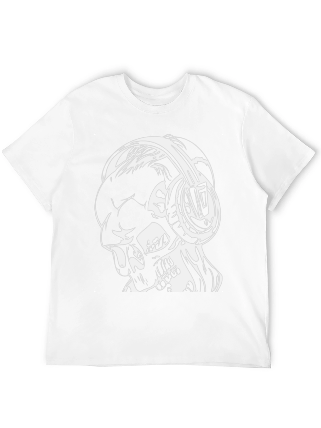Skull with Headphones Graphic Tee - Black Cotton