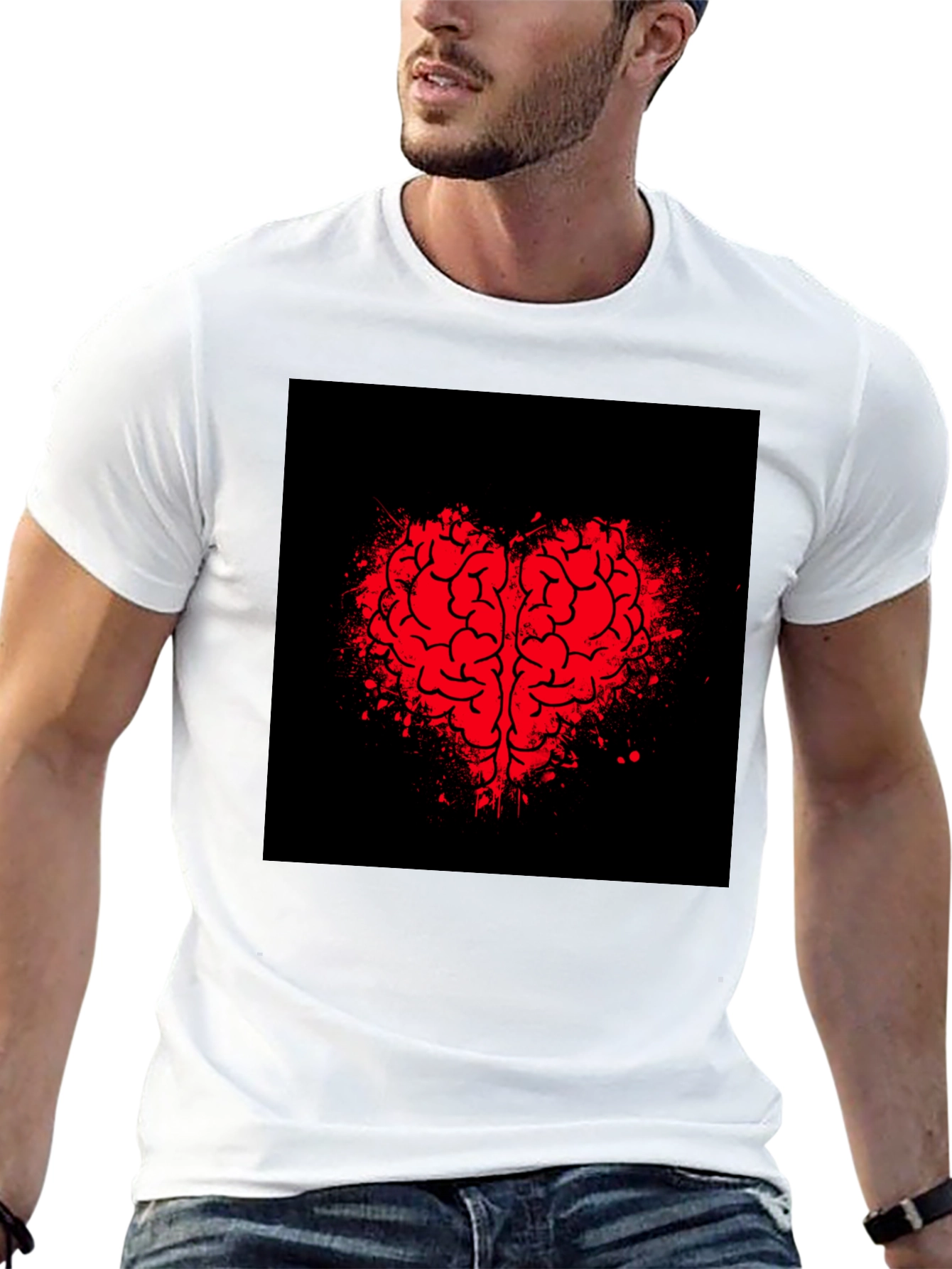 Brain Heart Graphic Tee - Mens Black T-Shirt