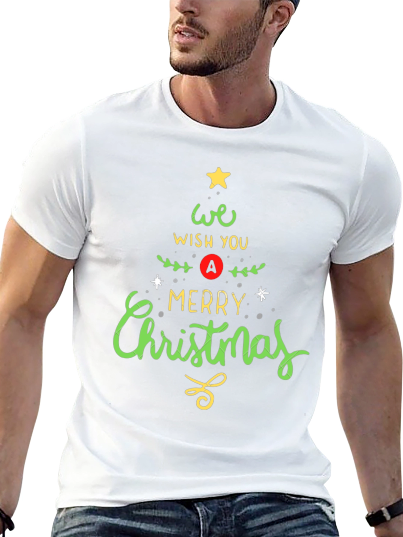 Merry Christmas Tree Graphic T-Shirt