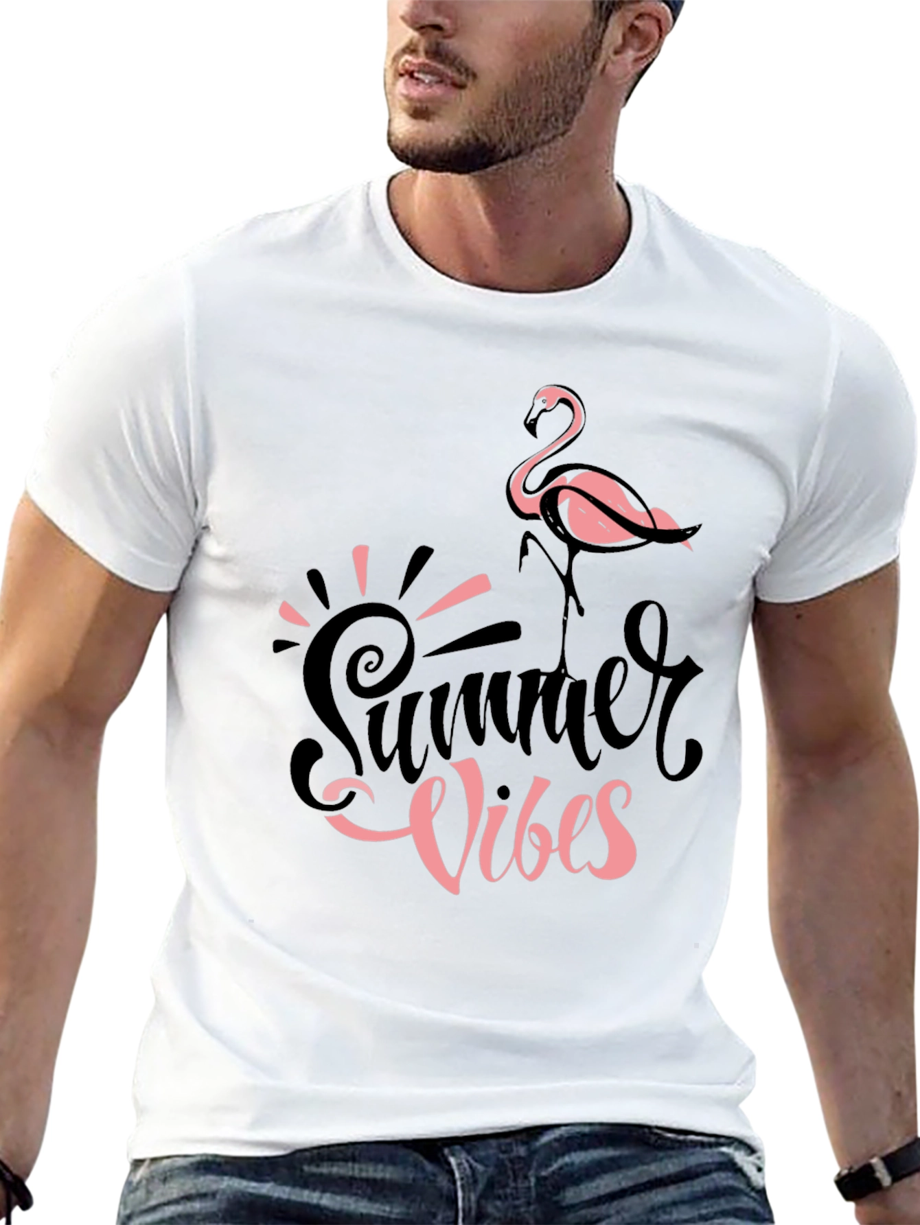 Summer Vibes Flamingo Graphic Tee - Casual Comfort