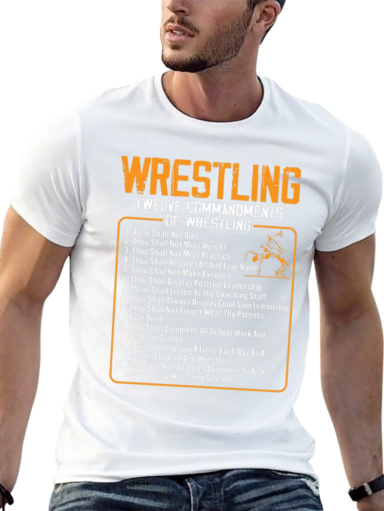 Wrestling Twelve Commandments Black T-Shirt