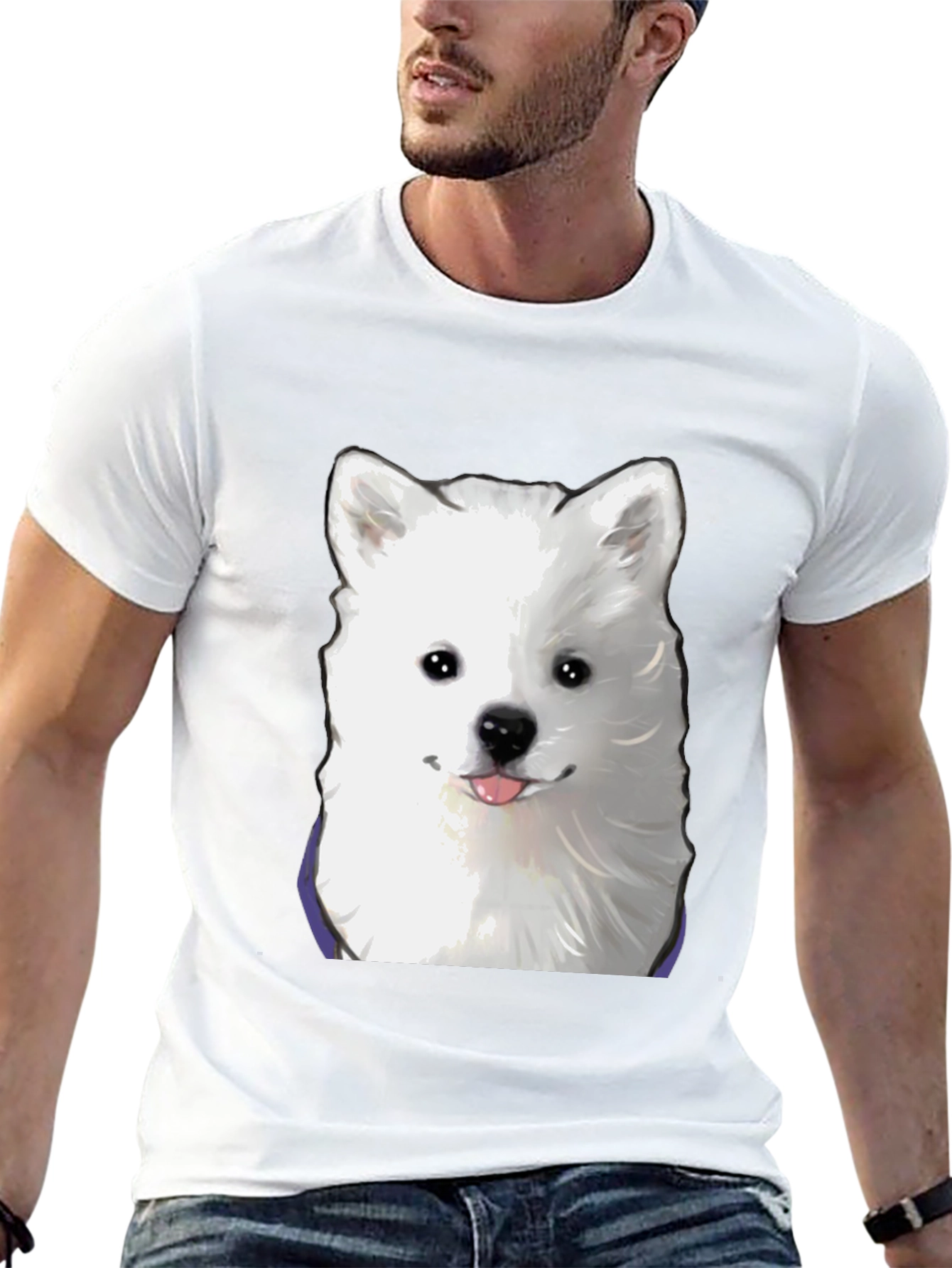 Dog Graphic T-Shirt - Cute Samoyed Tee