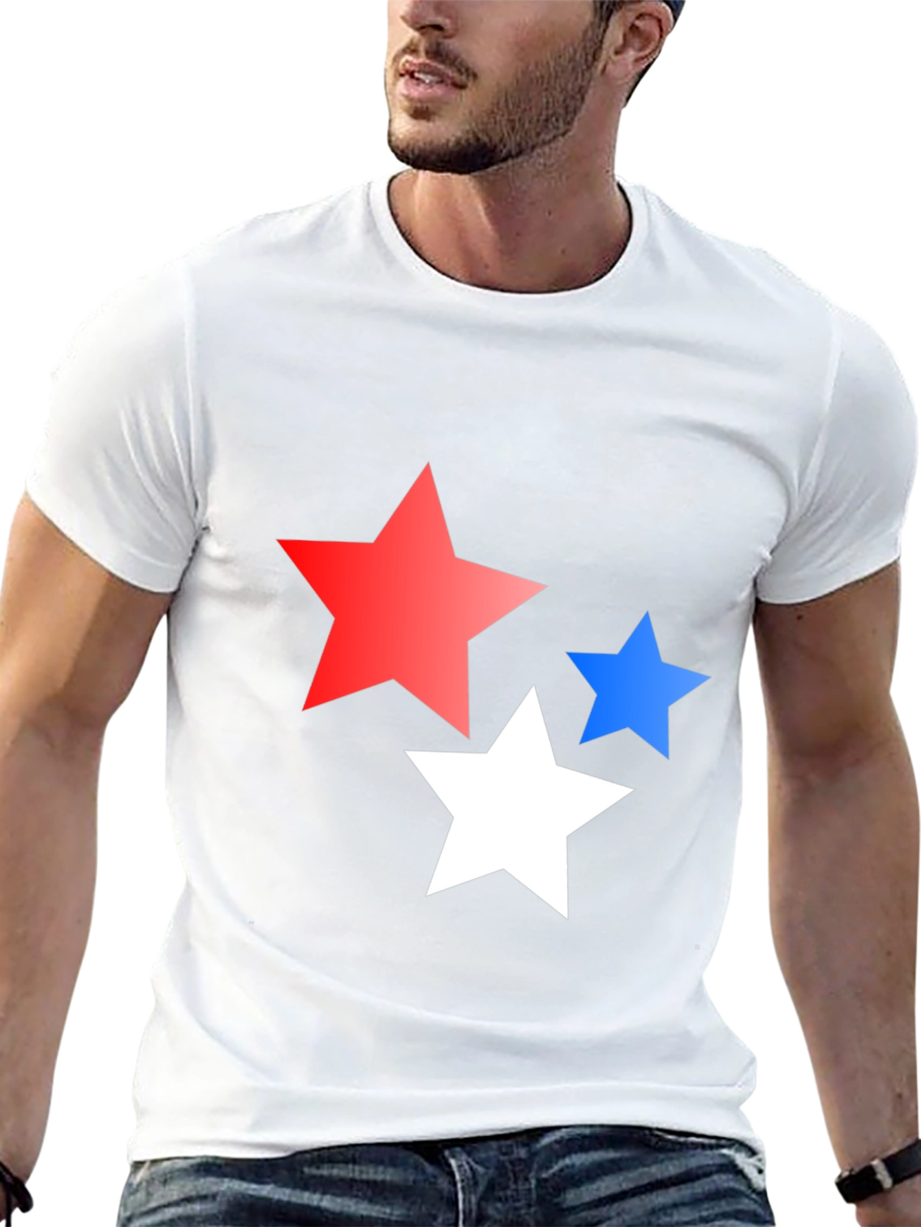 Stars Graphic Print Black T-Shirt