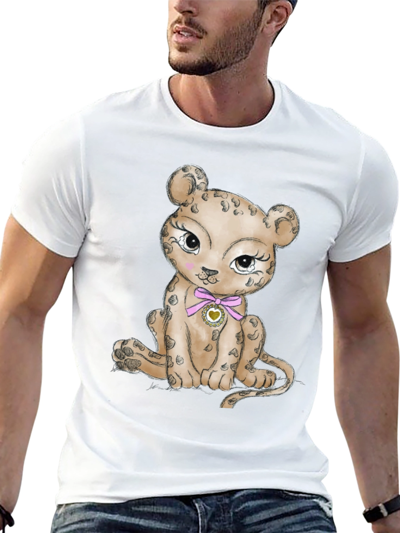 Leopard Cub Graphic Print T-Shirt