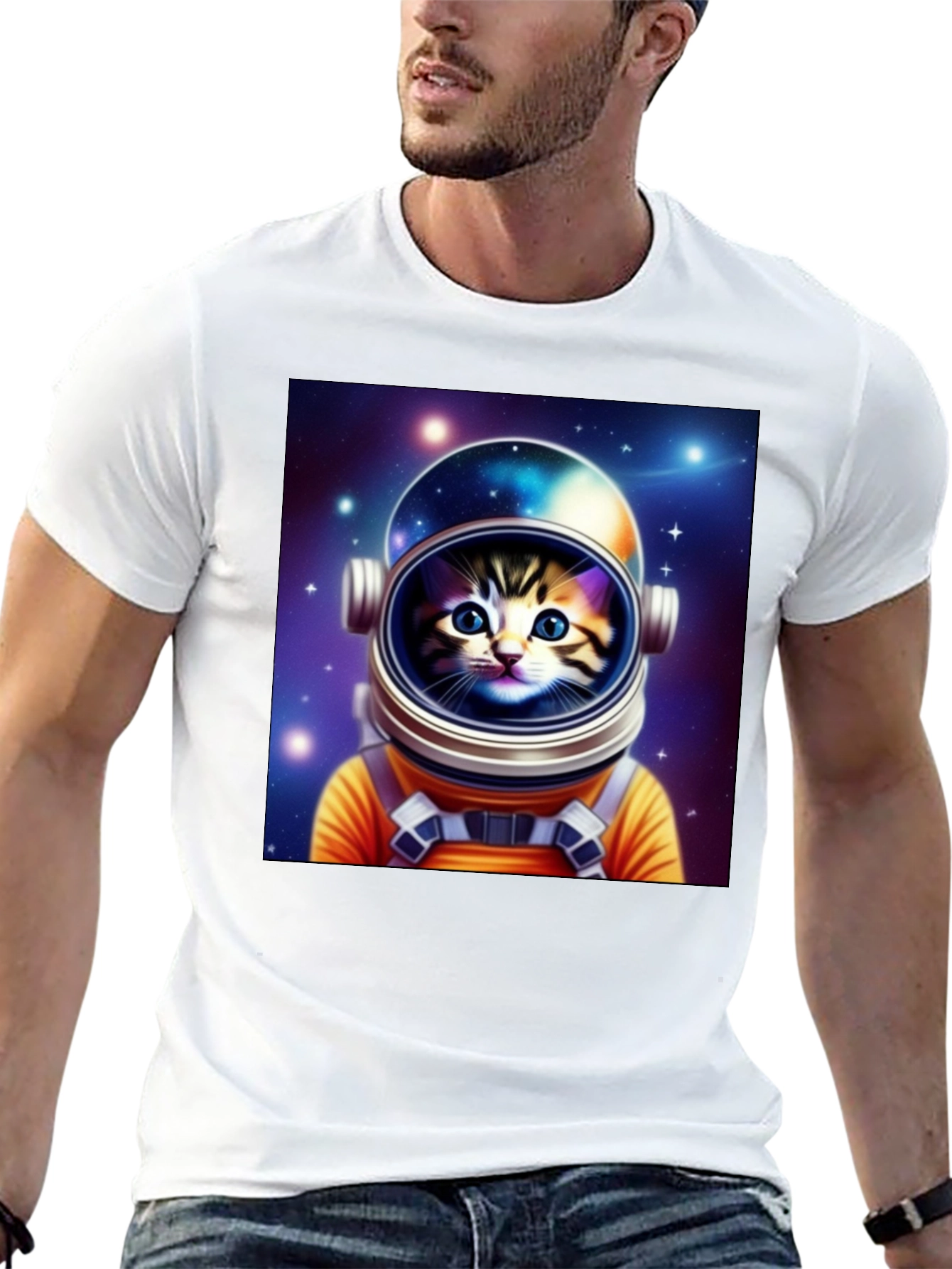 Astronaut Cat Graphic Tee - Space Kitten T-Shirt