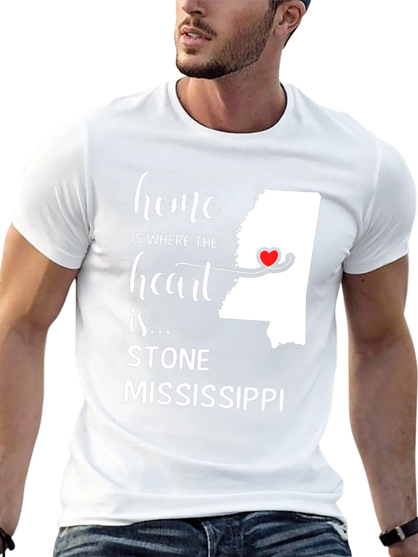 Home is Where the Heart Is Stone Mississippi T-Shirt