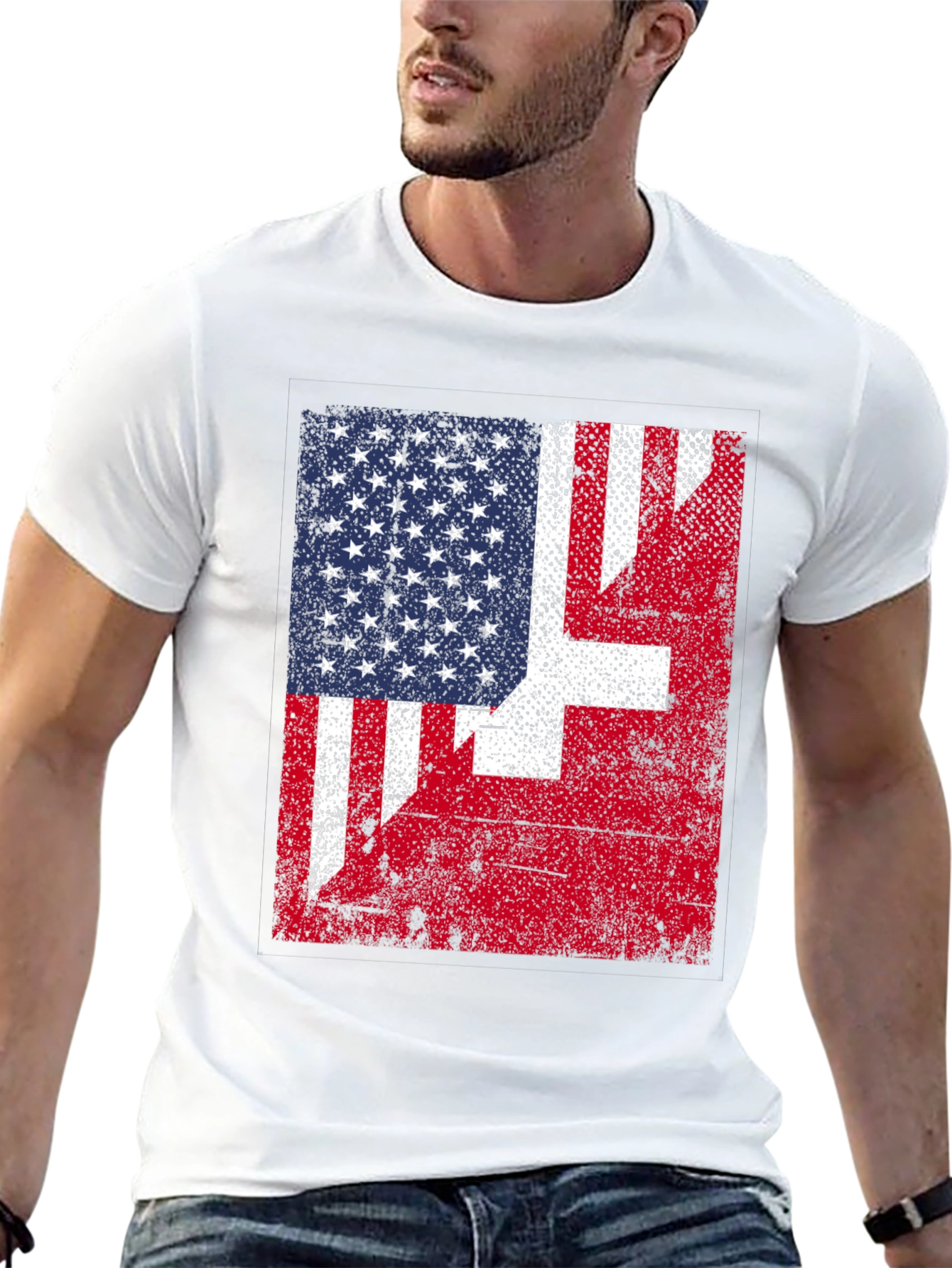 US & Swiss Flag Graphic T-Shirt