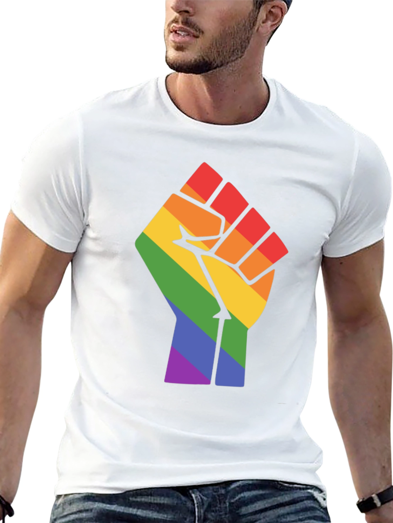 Pride Fist Graphic Tee - Black Cotton Blend