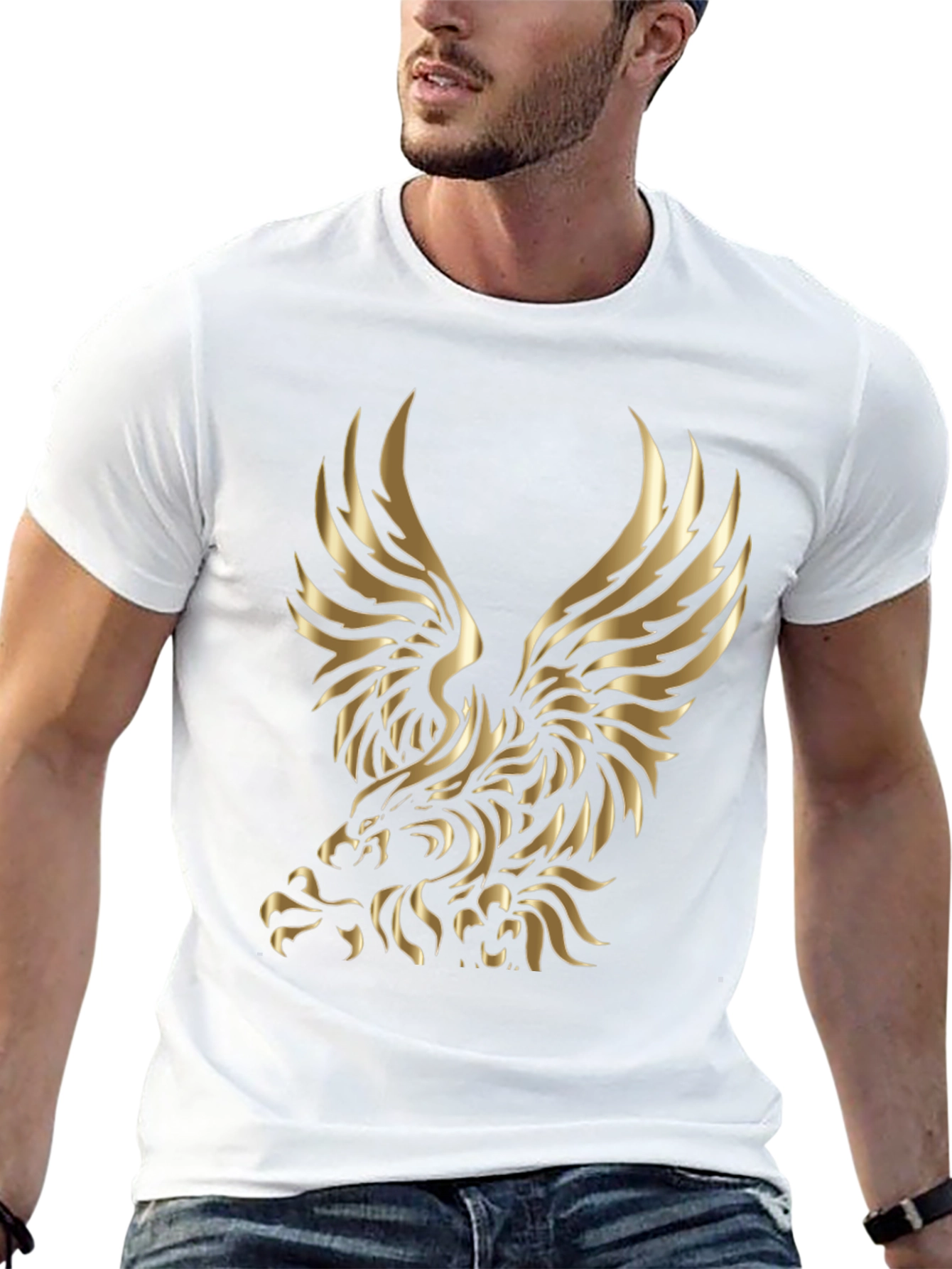 Gold Eagle Graphic Black T-Shirt